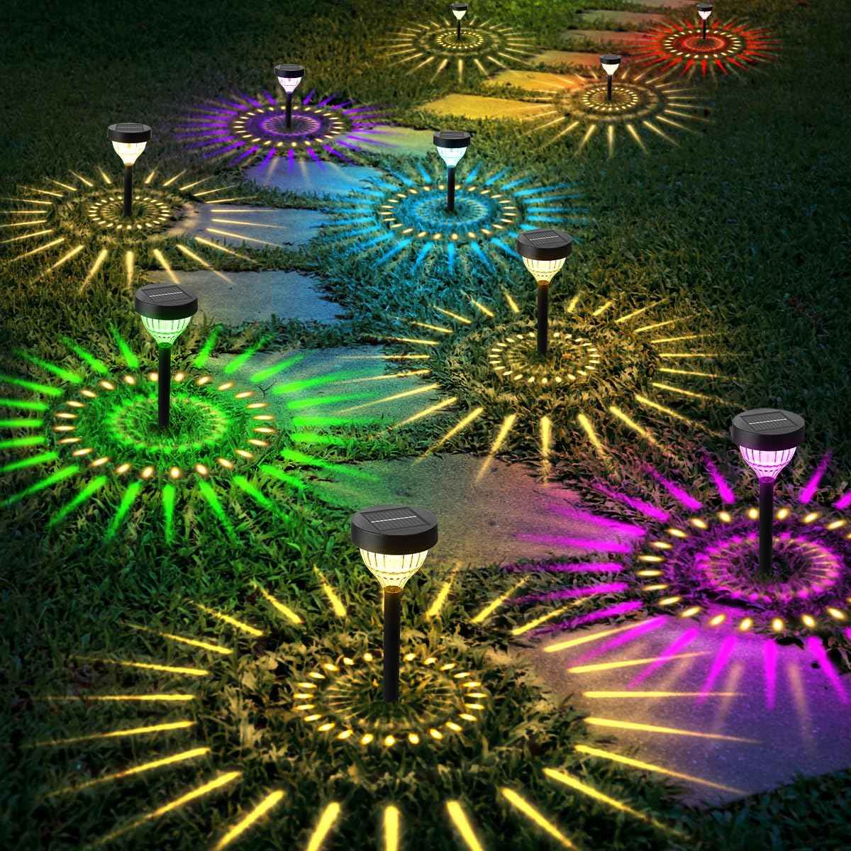 Vangue Solar Lights Outdoor Garden, 2025 New Dynamic Running Light, IP65 Waterproof Dual-Mode Solar Powered Outdoor Lights for Pathway Lawn Patio Yard Landscape Driveway (4)