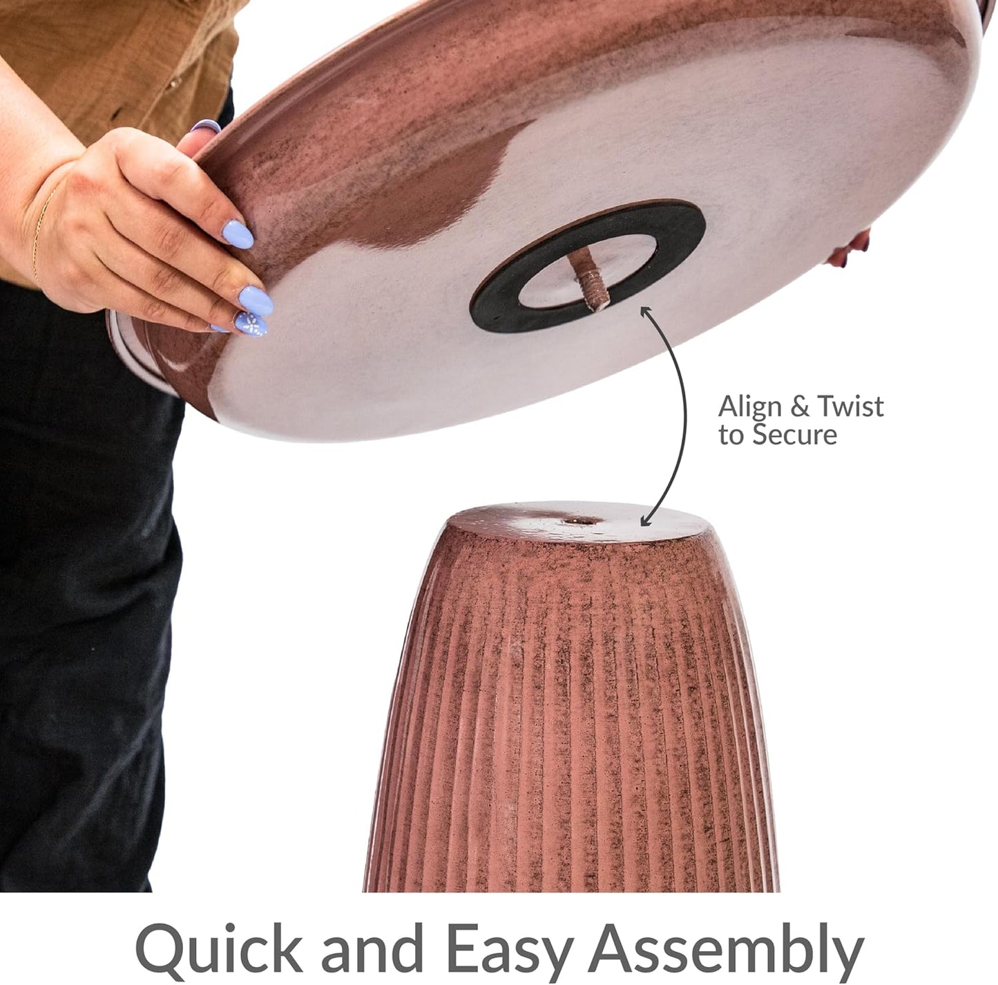 Sunnydaze Gleeful Garden Metal Bird Bath for Outdoors - Large Decorative Iron Birdbath - 23-Inch - Matte Canyon Clay