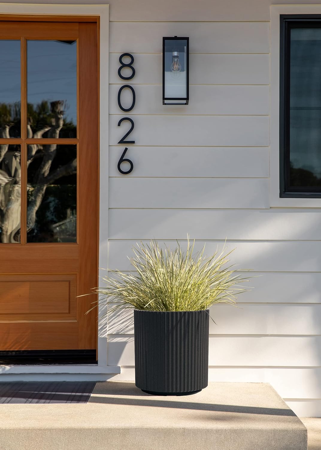 Veradek Demi Series Round Planter for Porch, Patio, Backyard | Durable Plastic-Stone Composite Material | Modern Décor for Tall Plants, Flowers