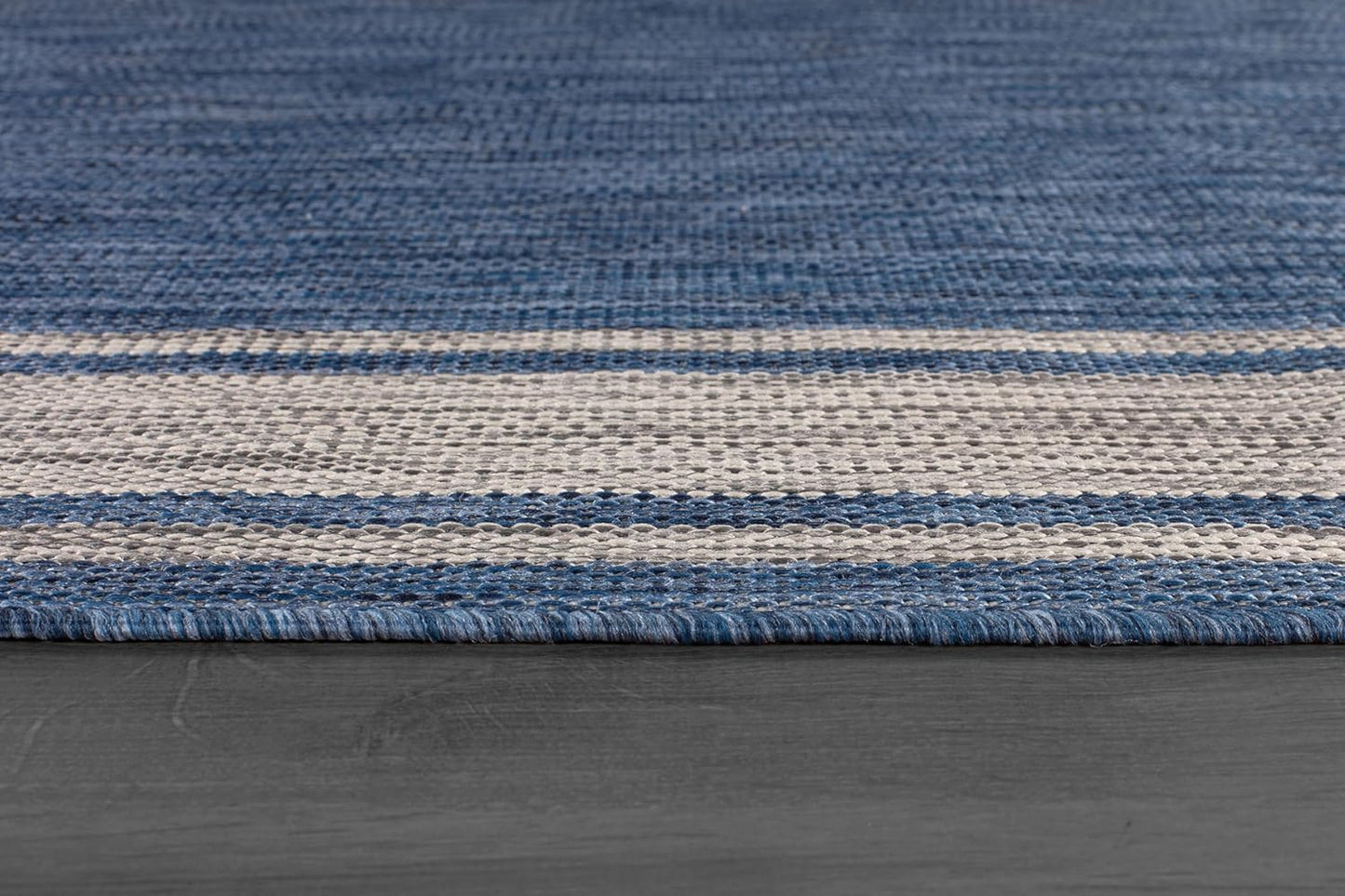 Beverly Rug Outdoor Rug 6x9 Modern Bordered Area Rugs for Indoor and Outdoor Patio Deck Porch Garden Waterproof Weather Sun Resistant Washable Outside Carpet (6 x 9 Navy)