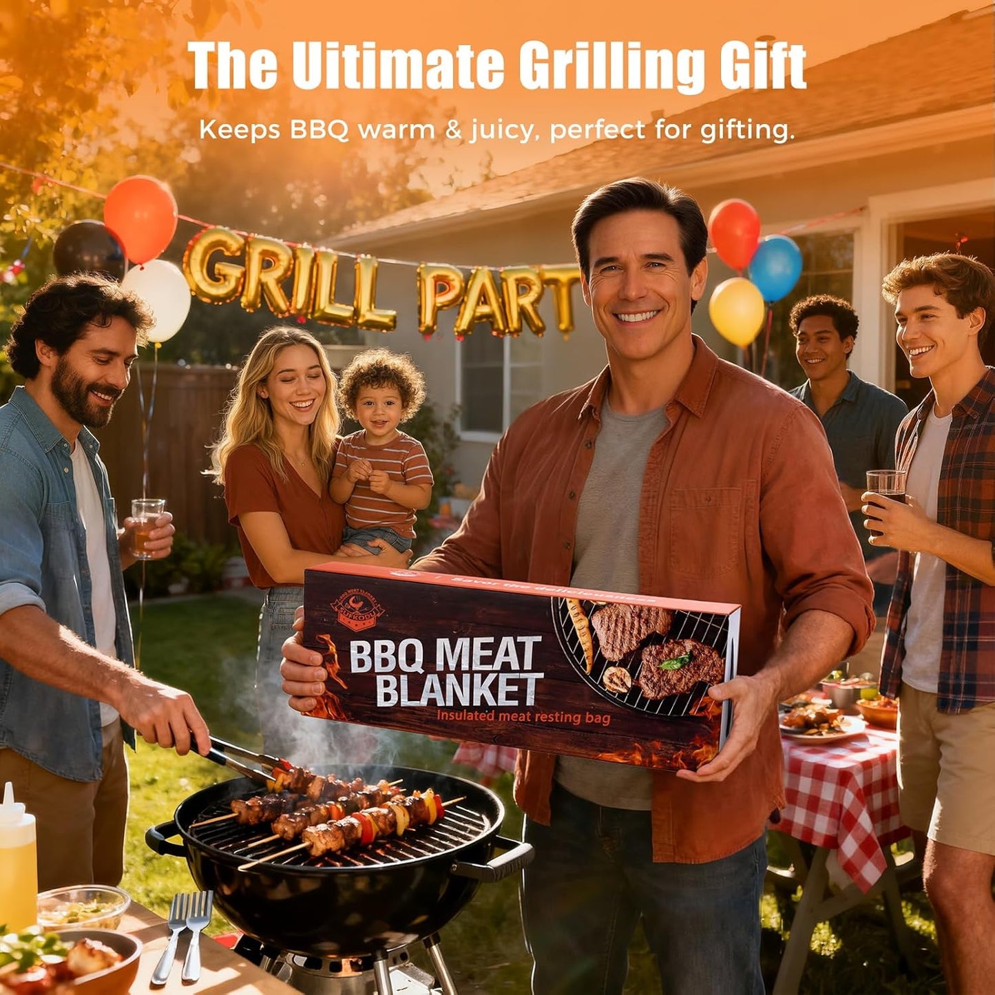 21in Insulated BBQ Blanket for Resting Meat, Heavy-Duty Meat Resting Bag with Wide Mouth for Briskets, Pork, Turkey, Moisture Retention - Smoker Accessories, BBQ Gifts for Men