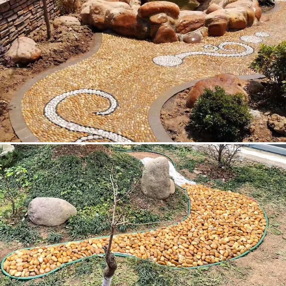 Rocks for Plant 5lbs, Yellow River Rocks 2-3 Inch Natural Pebbles for Indoor Plants, High Polished Decorative Stones Vase Filler Fish Tank Aquariums Landscaping Garden