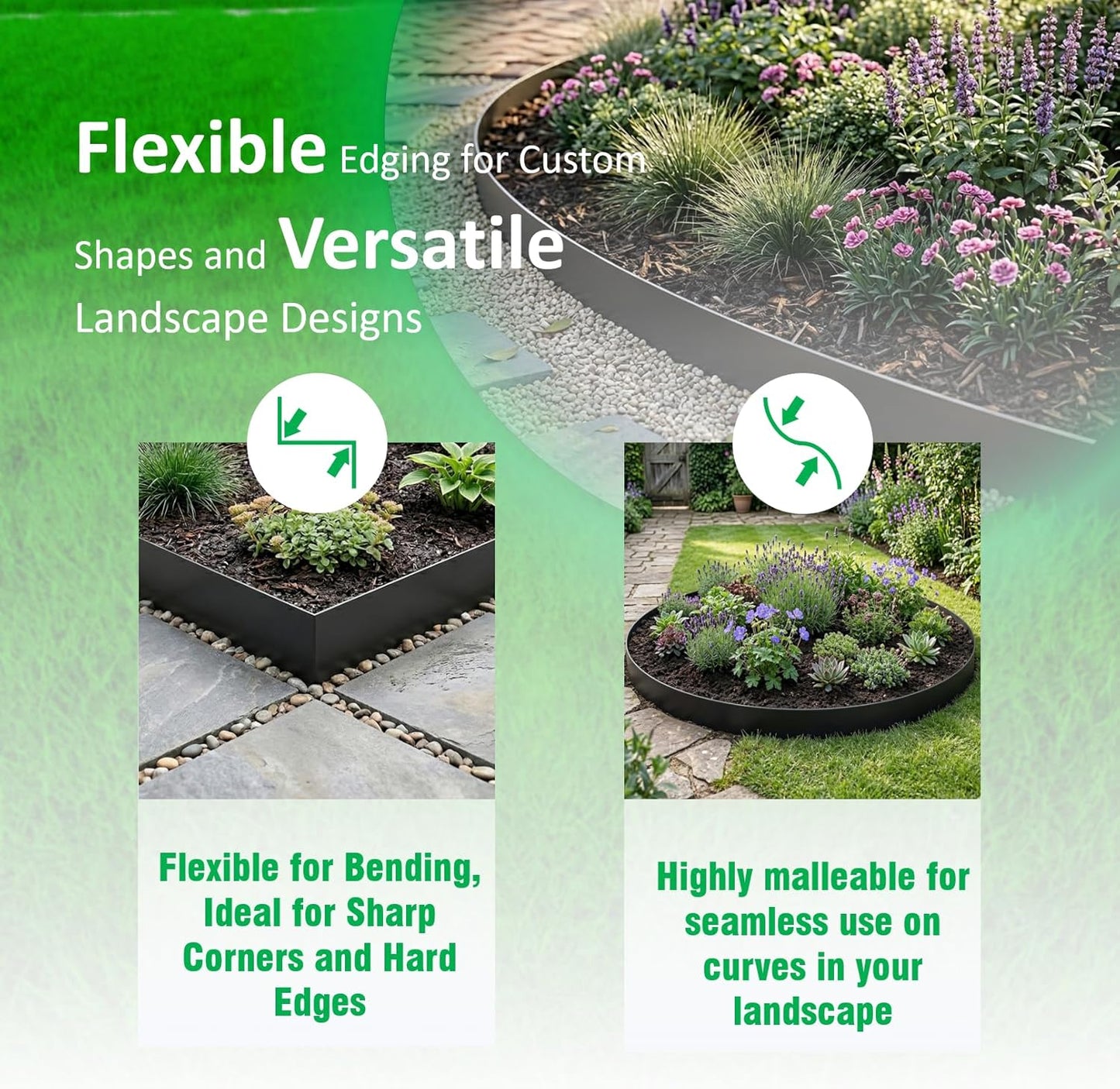 20ft. 6-Pack Galvanized Steel Landscape Edging - 40" L x 6" H Lawn Edging with 6 Stakes, Hammer-in Metal Garden Border for Landscaping, Lawn & Yard (Black)