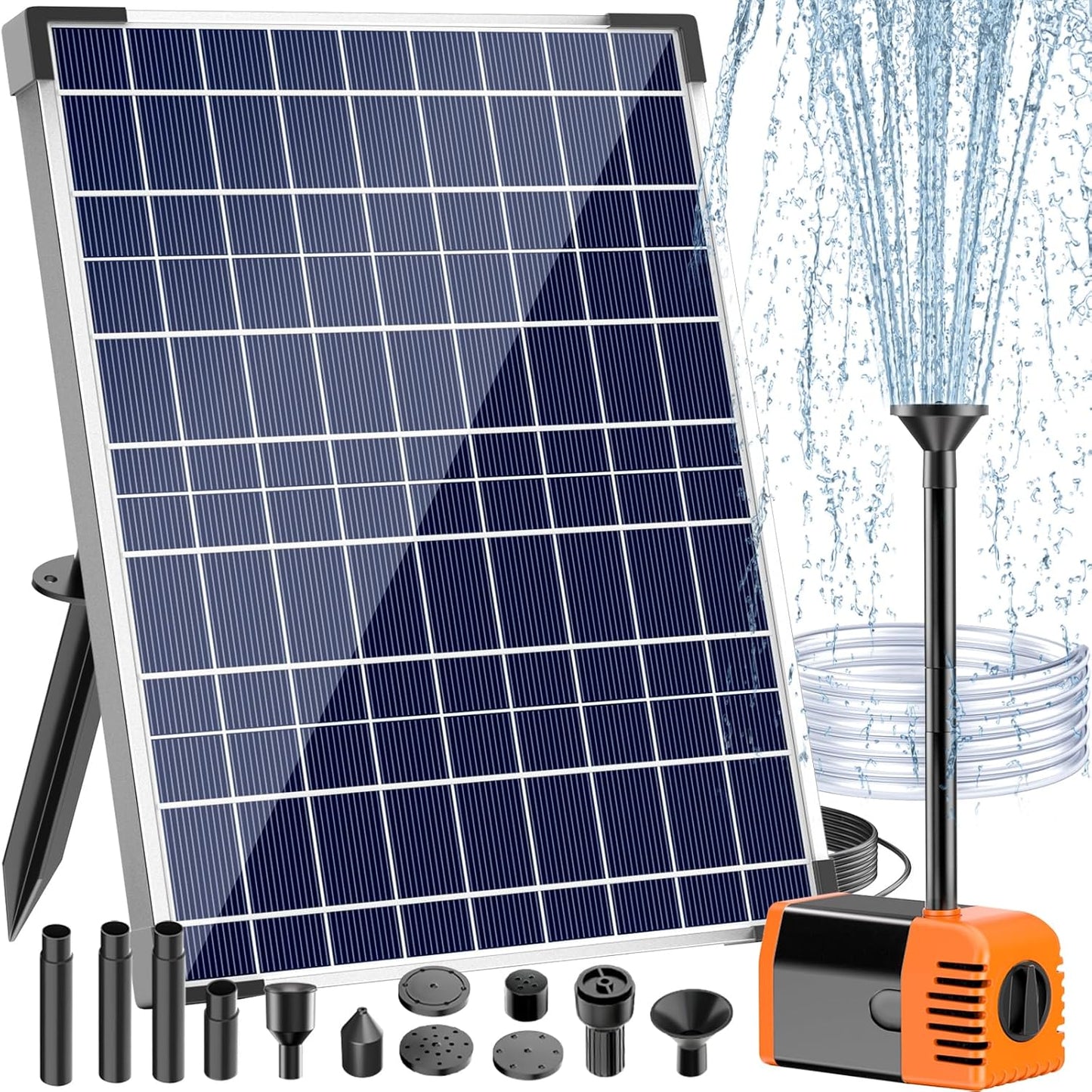 Antfraer Solar Pond Pump, 25W Solar Water Pump with 410GPH Adjustable Flow, Solar Fountain Pump 6.6FT Tubing/16.5FT Cord for Garden, Fish Ponds, Waterfall, Fountain Water Features