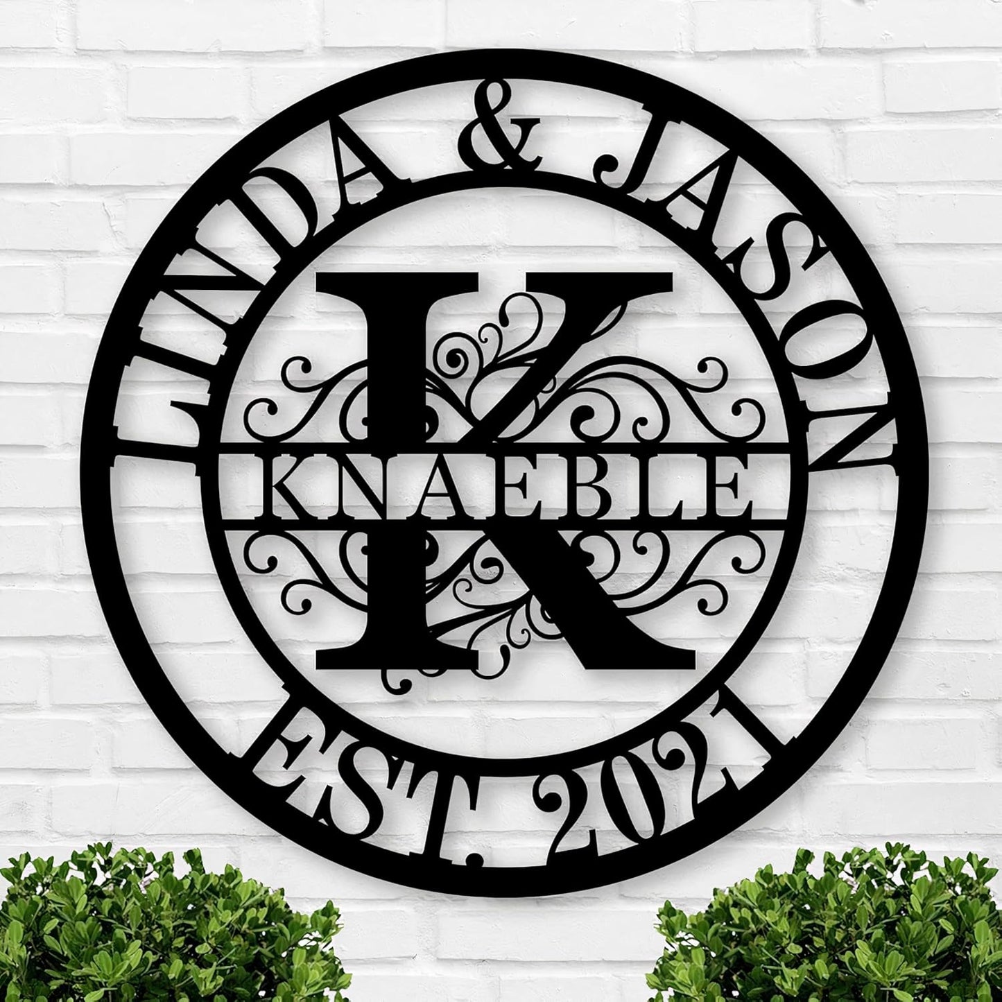 Personalized Metal Name Signs, Split Letter Monogram Wall Decor, Custom Last Name Sign, Family Name Sign for Outdoor, Personalized Wedding Gift, Garden Decor, Metal Wall Art, Housewarming Gift (MonogramDesign_8)