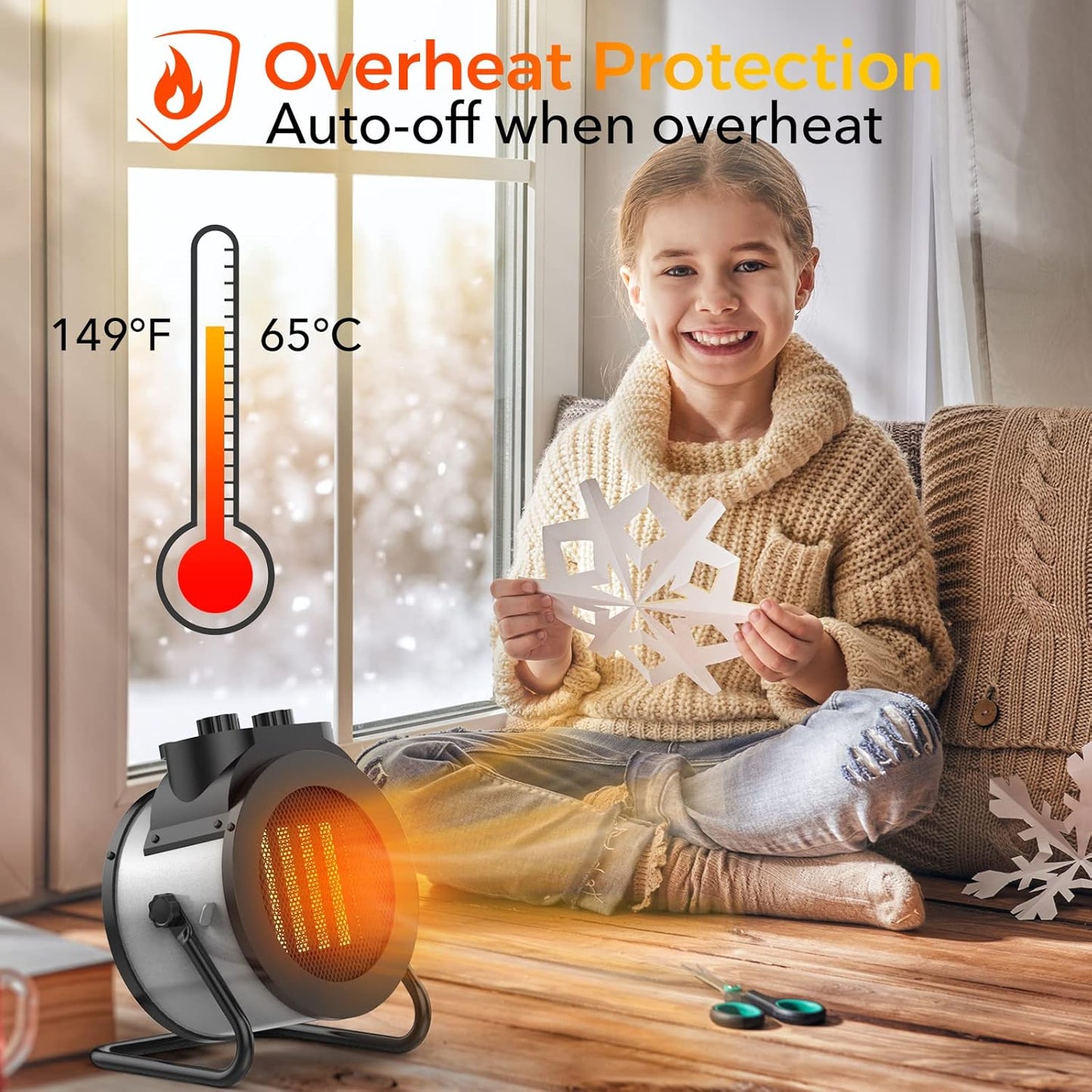 Space Heaters for Indoor Use, 1500W PTC Electric Heater with 90°Adjustable Angle, Fast Safety Heat, Small Portable Heater for Office Home(Silver)
