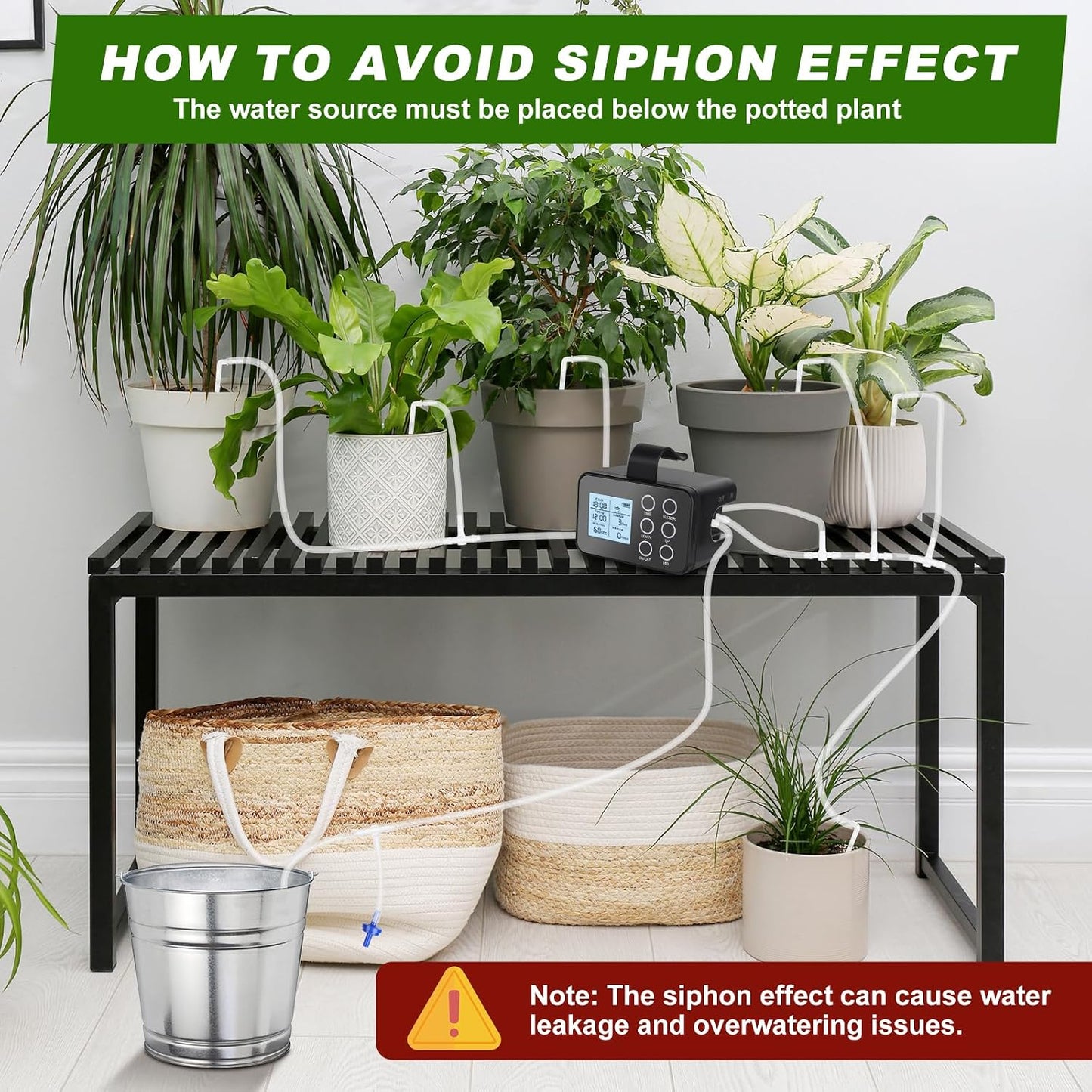 Automatic Plant Waterer Indoor: Drip Irrigation System with Large Display, Easy Programming, Vacation Plant Watering Devices for 15 Potted Plants, New Upgraded Christmas Tree Watering System
