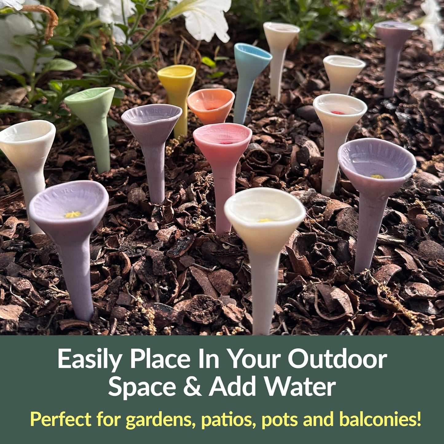 5 Pack, Bee Watering Station, 100% Handmade Porcelain, Bee and Butterfly Feeder for Garden, Outdoor Feeders for Thirsty Pollinators, Plastic Free, Bee Attracting Glaze (5, Bold Variety)