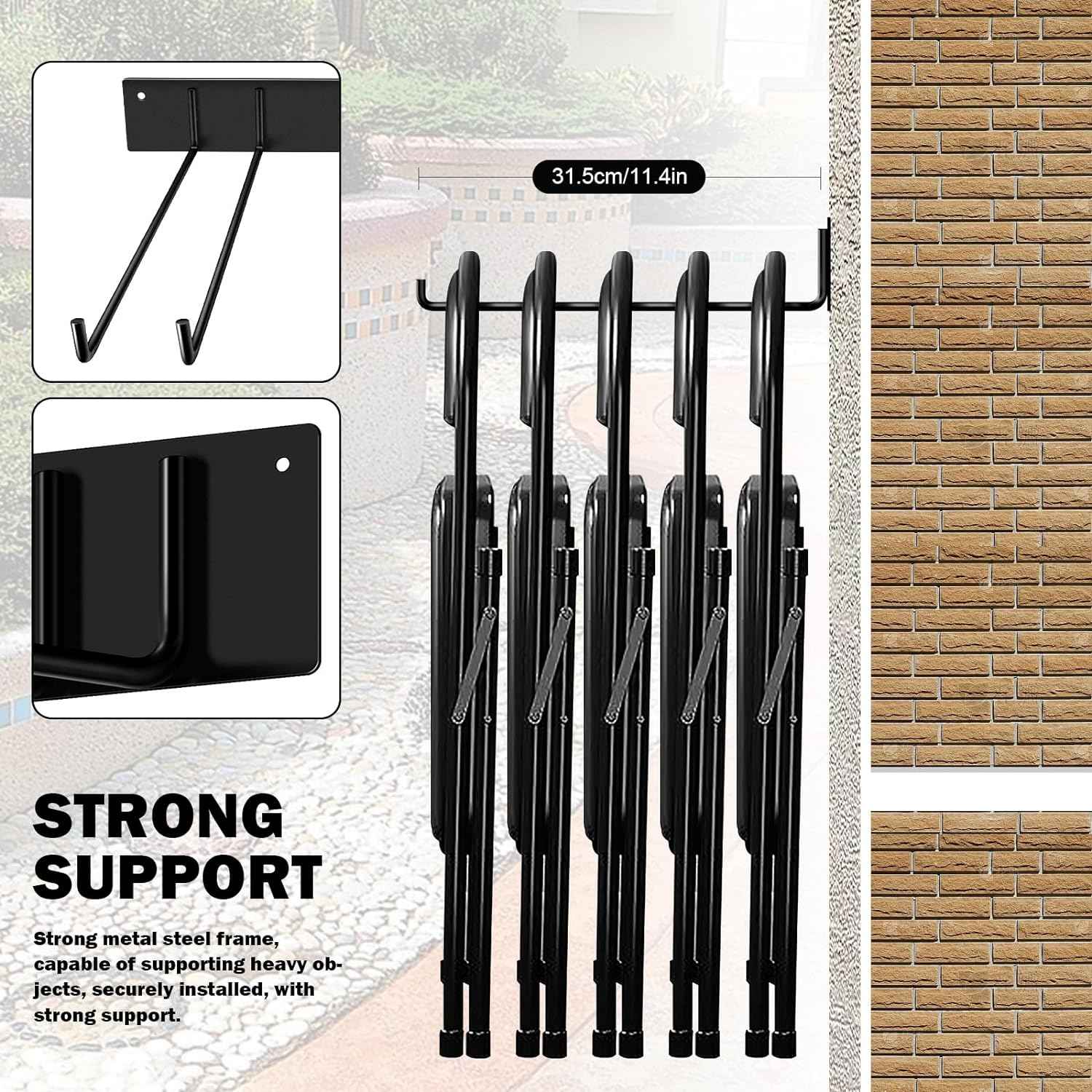 TTzycc 2-Pack Folding Chair Storage Rack for Chair Organization and Garage Wall Mount Storage, Garden Tool Rack Organizer (2 Pack)