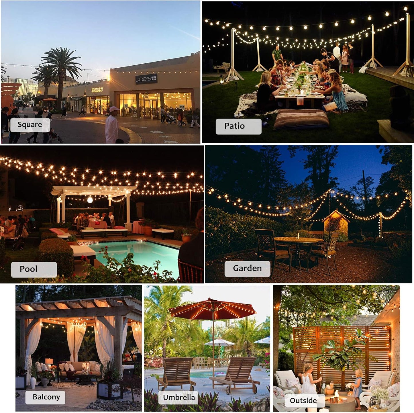 DAMAING Outdoor String Lights LED 50Feet G40 Globe String Lights with 27 Edison Plastic LED Bulbs,2700K Warm Glow Weatherproof for Indoor Outdoor Backyard Bistro Lights