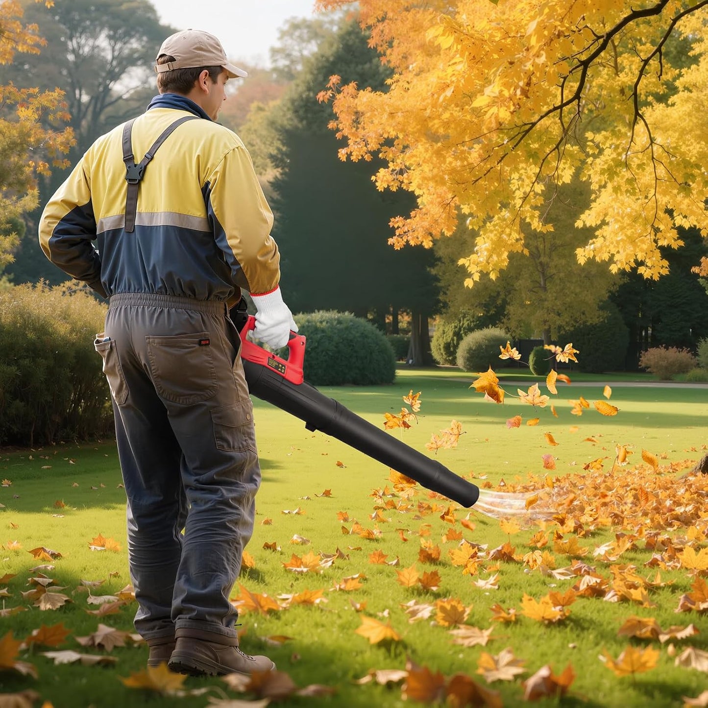 Cordless Leaf Blower for Milwaukee 18V Battery, 450CFM Electric Leaf Blower with 130MPH, Copper Motor, Handheld for Lawn Care, Yard (Battery Not Included) (Red)