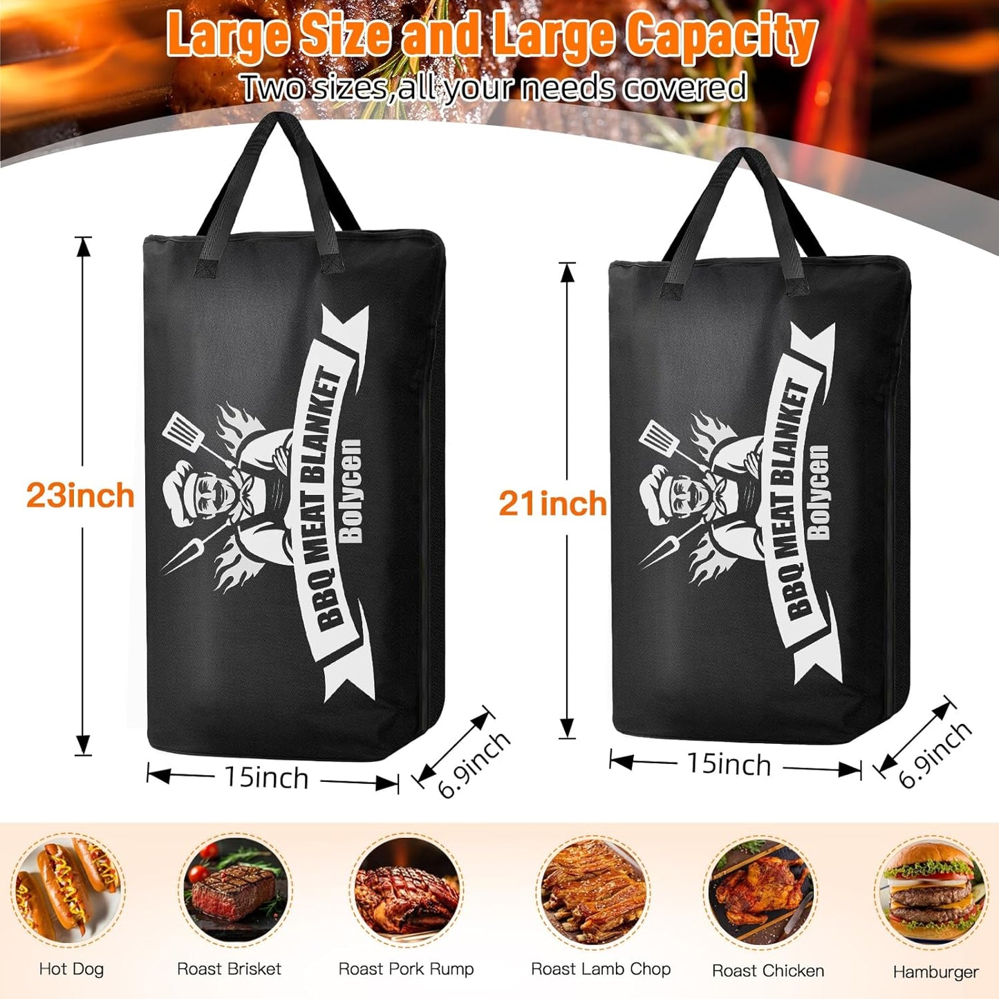 Upgraded BBQ Blanket for Resting Meat - Air Fryer Kitchen Camping Baking Party Essential -Smoker Accessories Brisket Blanket - Insulated Meat Resting Bag with Wide Mouth for Steak/ Pork Shoulder/ Turkey - Birthday Anniversary BBQ Accessories Grilling G...