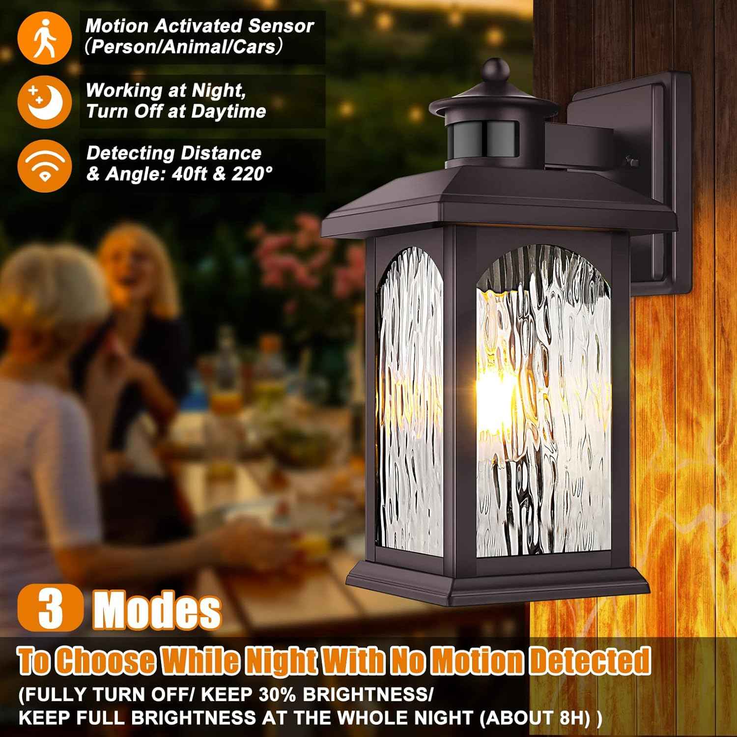 2 Pack Motion Sensor Outdoor Lights, Brown Dusk to Dawn Outdoor Lighting, Oil Rubbed Bronze Exterior Light Fixtures, Waterproof Porch Lights Wall Sconce for House, Garage, Porch, Entryway Anti-Rust