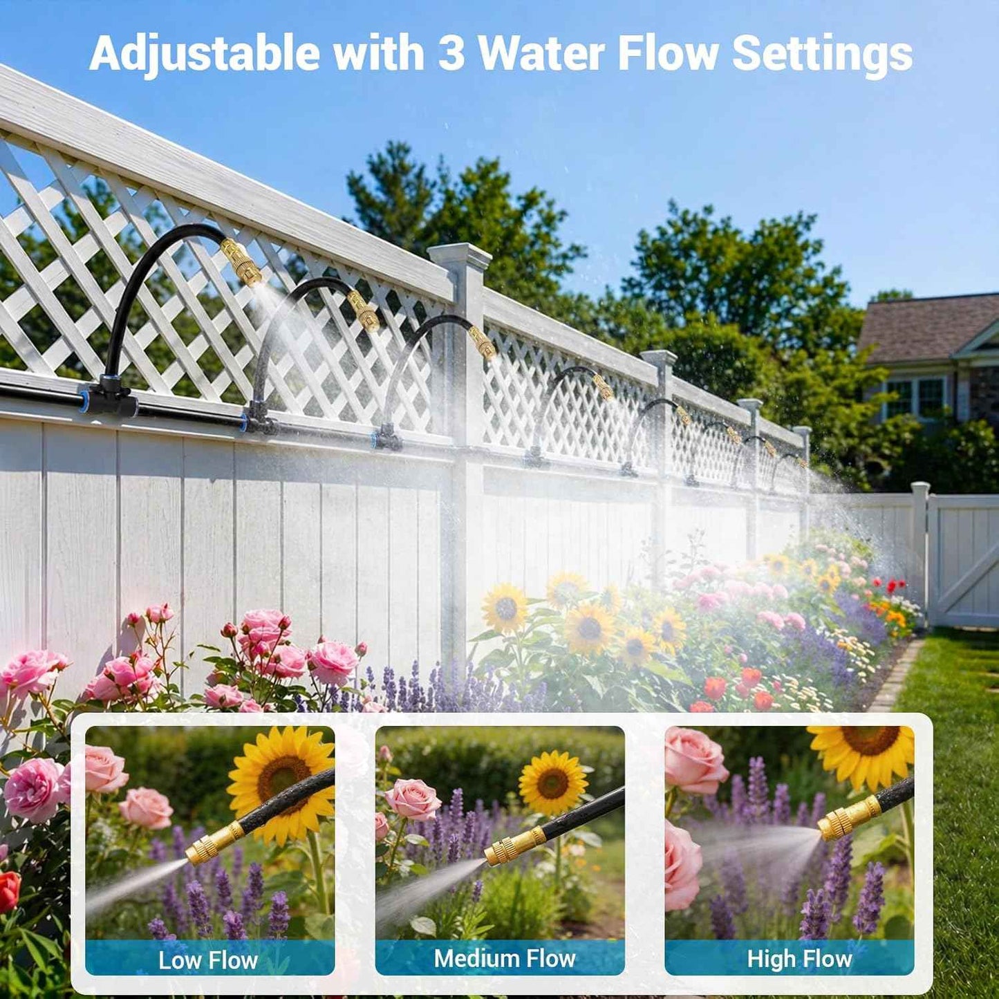 Thiswing 100FT 360° Adjustable Irrigation System for Garden – 1/4" Tubing with 18 Nozzles, Watering Misting System, Sprinkler for Garden, Raised Bed, Lawn, Plants