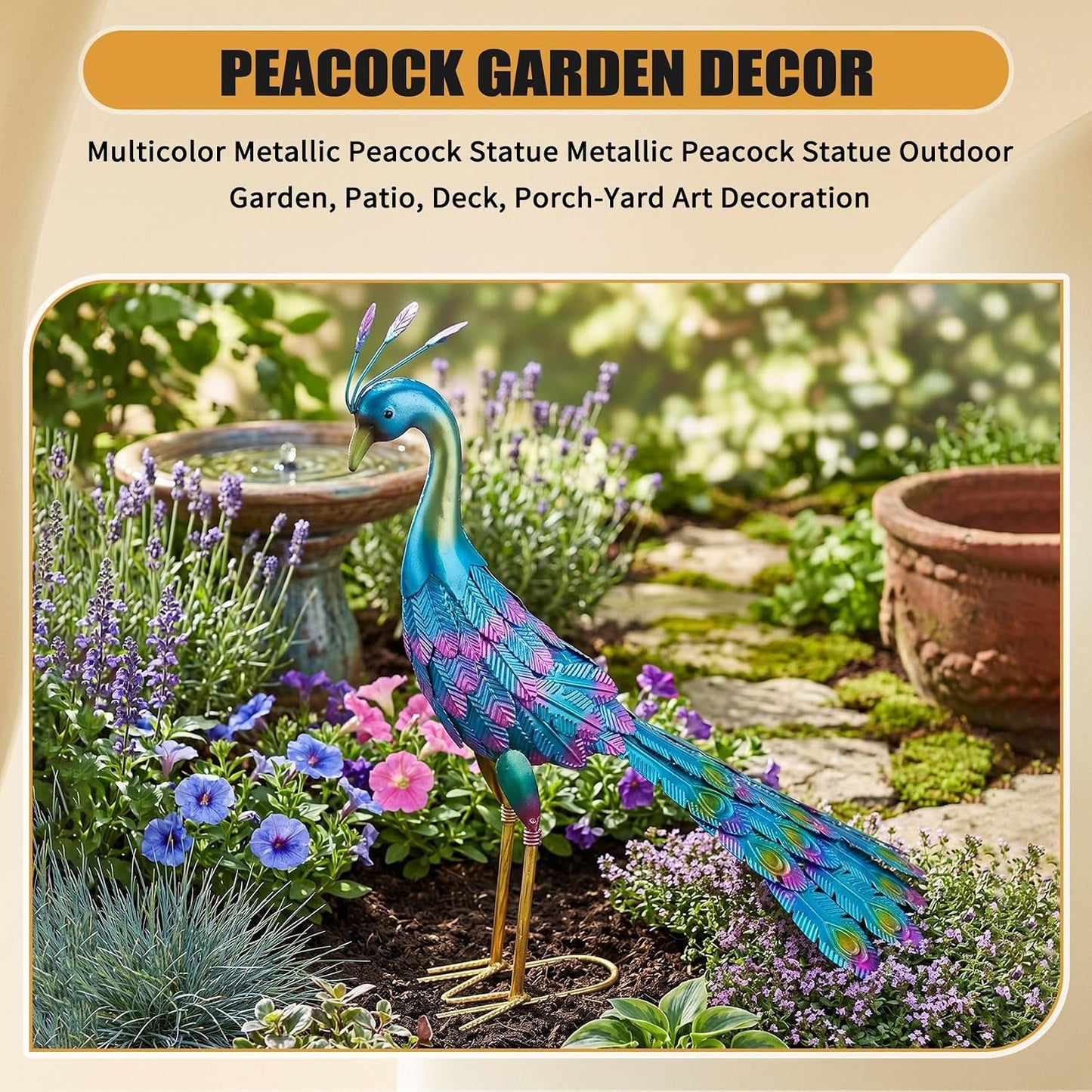 1 Piece Metallic Statue Outdoor Garden, Patio, Deck, Porch-Yard Art Decoration Metal