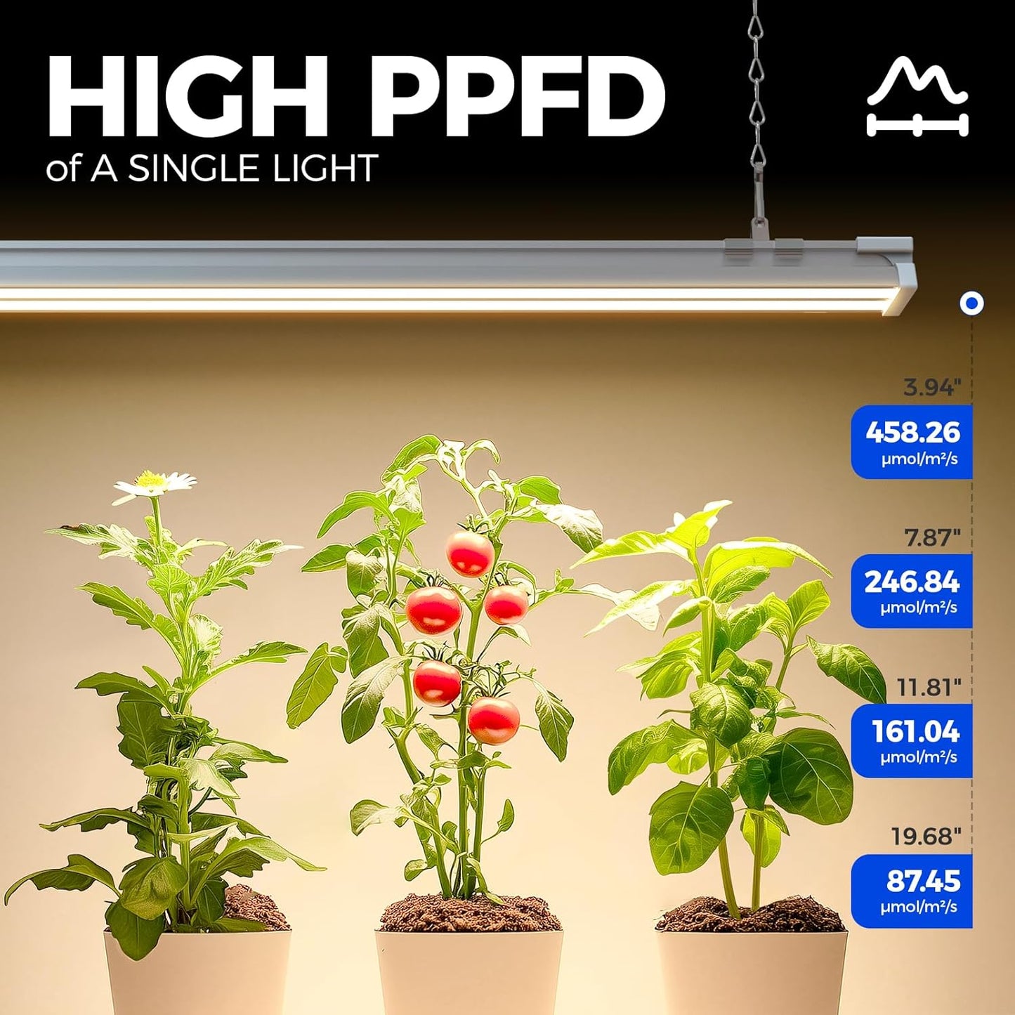 Barrina TX-S60 4FT Grow Light for Indoor Plants, 240W(4 x 60W, 1680W Equivalent), High PPFD, Full Spectrum with 660nm Red LEDs, Mechanical Timer, Linkable, Hanging Plant Light for Seedling, 4 Packs