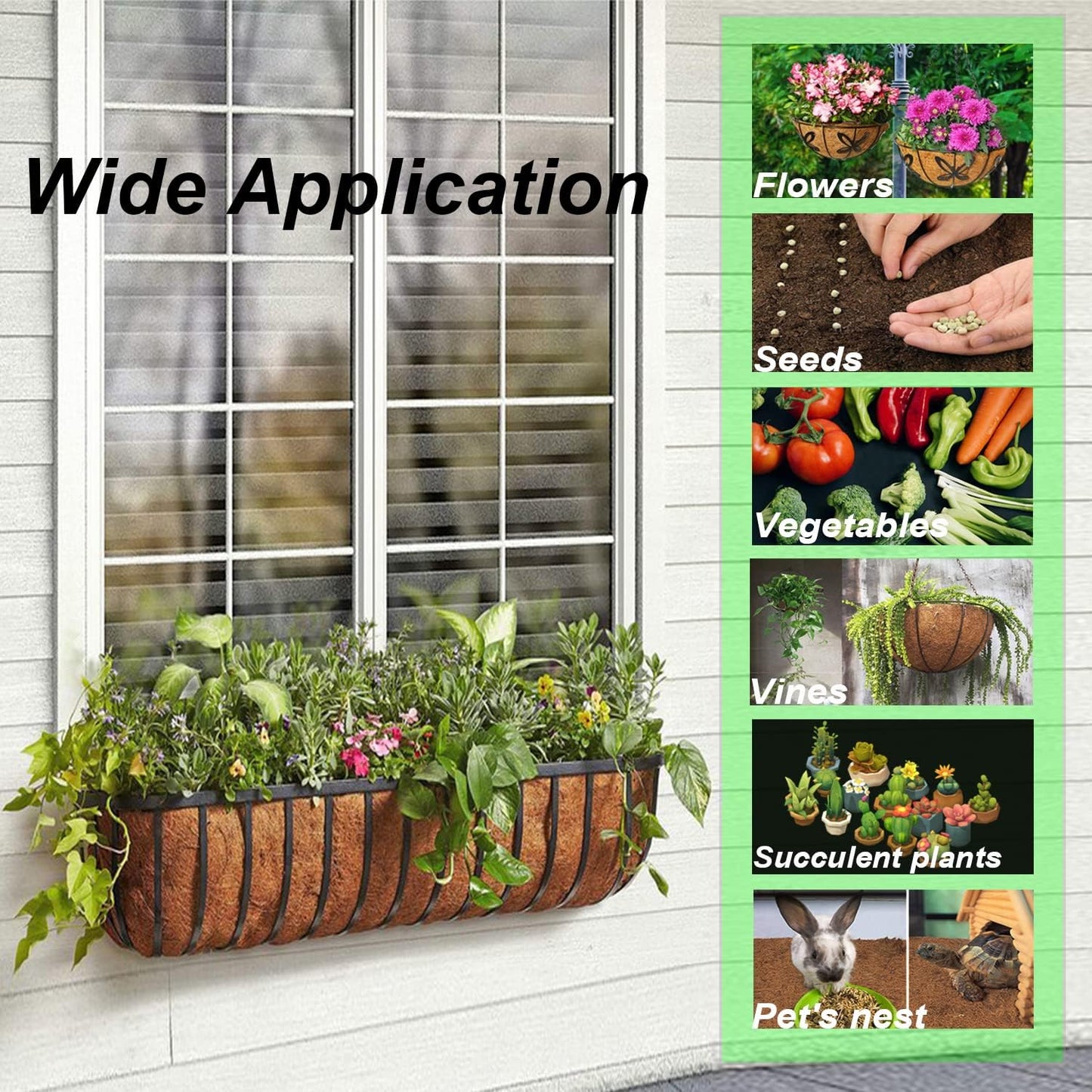 EROCK 2PCS Trough Coco Liners for Planters Wall Basket 24/30/36/48 inch, Replaceable Coconut Fiber Plant Basket Liner for Plant Hanging Basket, Garden Flower Vegetables Pot (36inch)