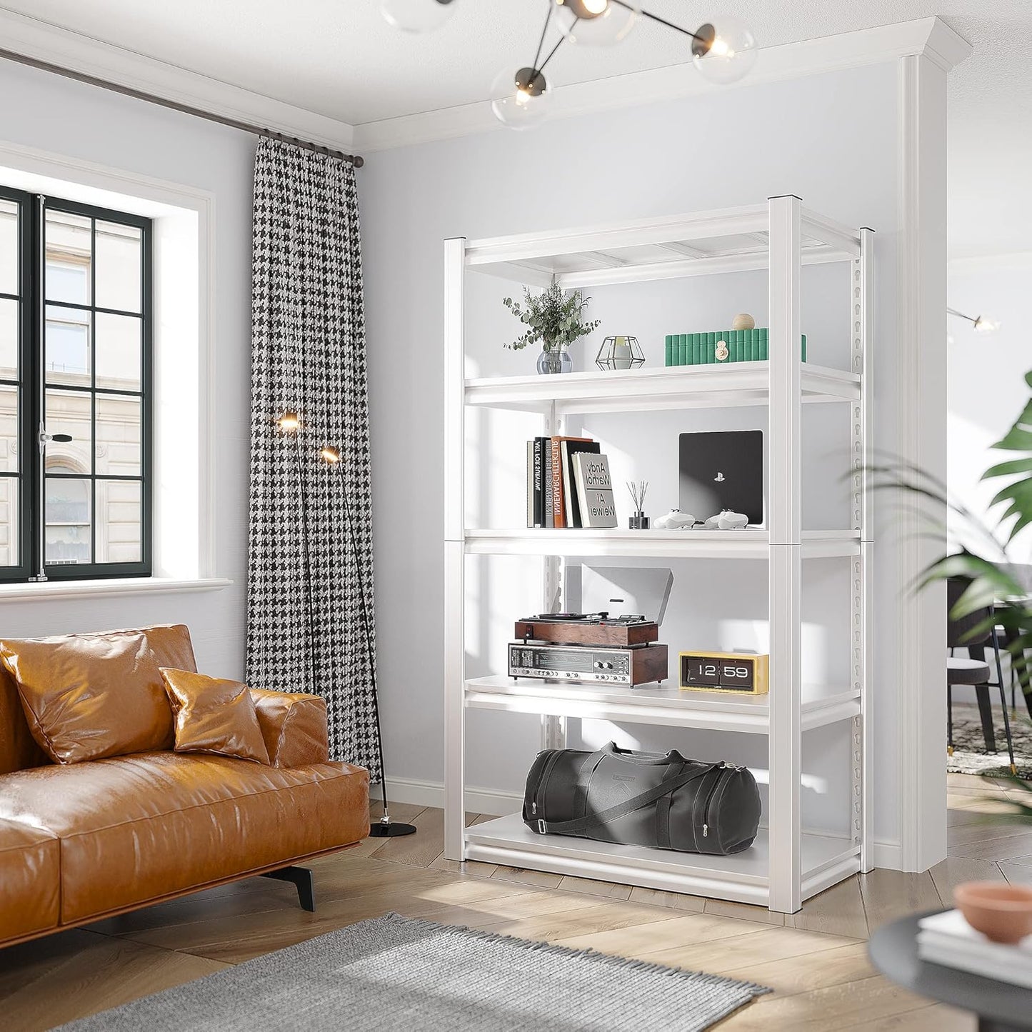 Raybee 72''H Garage Shelving Heavy Duty Storage Shelves Load 2010LBS Adjustable 5 Tier Heavy Duty Shelving White Garage Sheves Pantry Shelf for Kitchen Closet 72''H*31.7''W*16.3''D, 2Pack