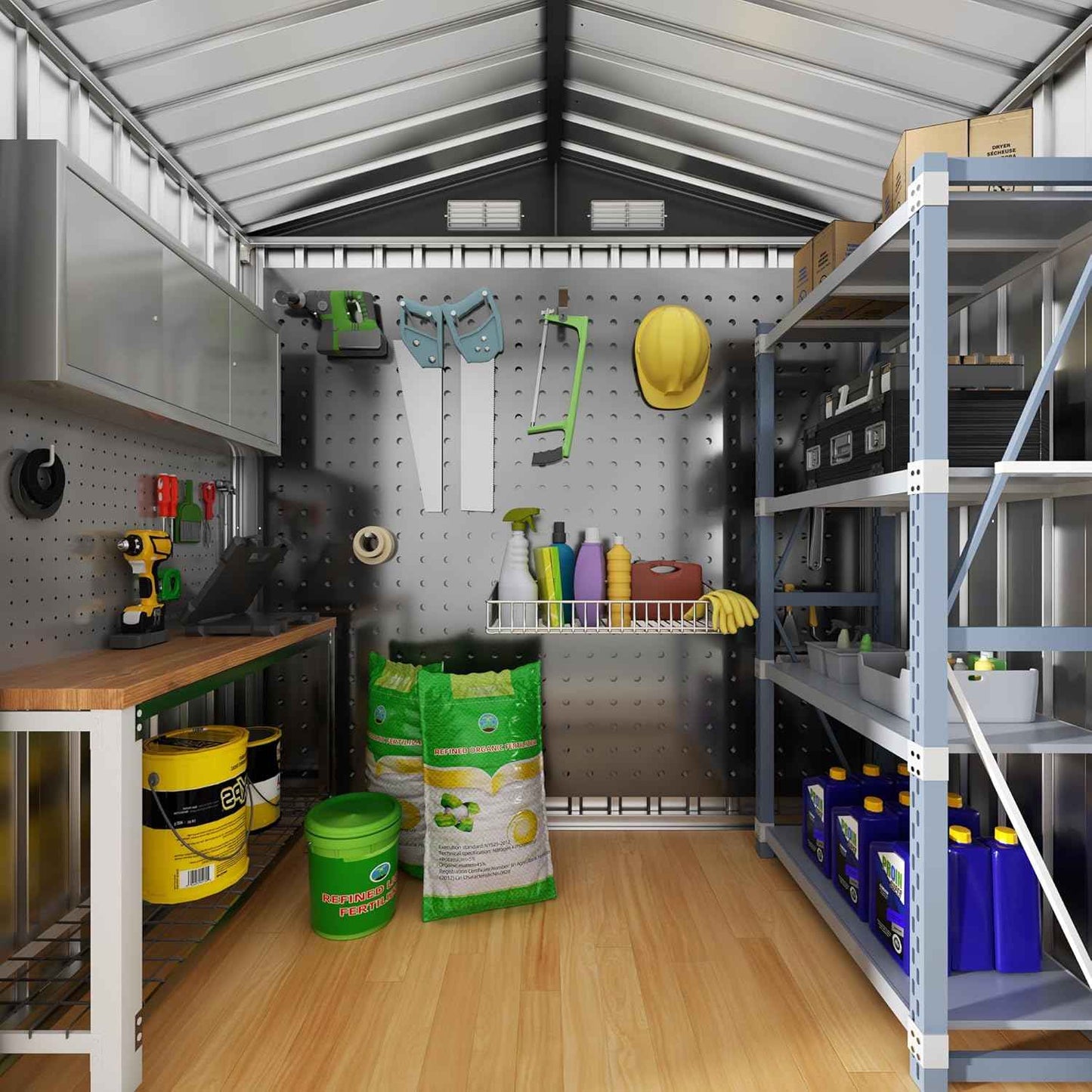 Metal Storage Shed & Outdoor Storage, Outdoor Steel Storages Shed with Sloping Roof, Utility and Tool Garden Sheds for Yard Patio Lawn