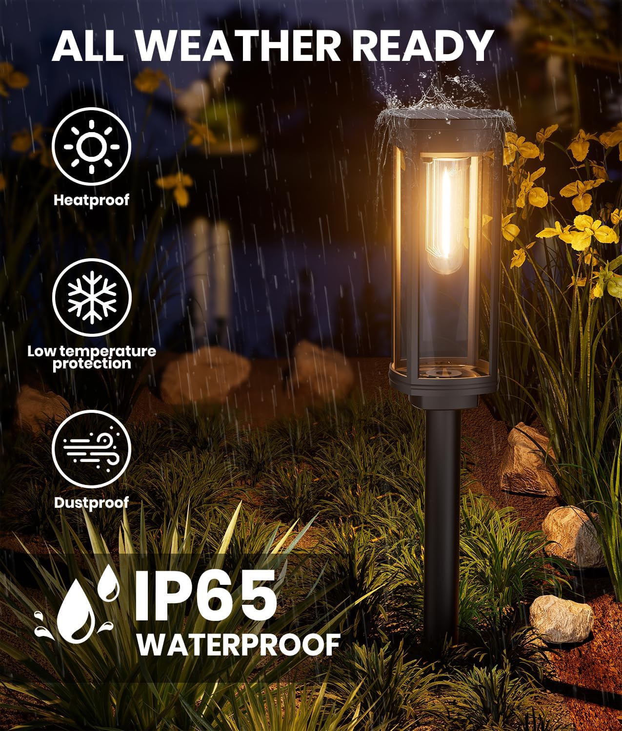 NEWMESSI 4 Pack Solar Pathway Lights Outdoor, Modern Super Brightness LED Solar Path Lights, IP65 Waterproof Garden Solar Powered Landscape Lighting for Outside Yard Garden Driveway Walkway Décor