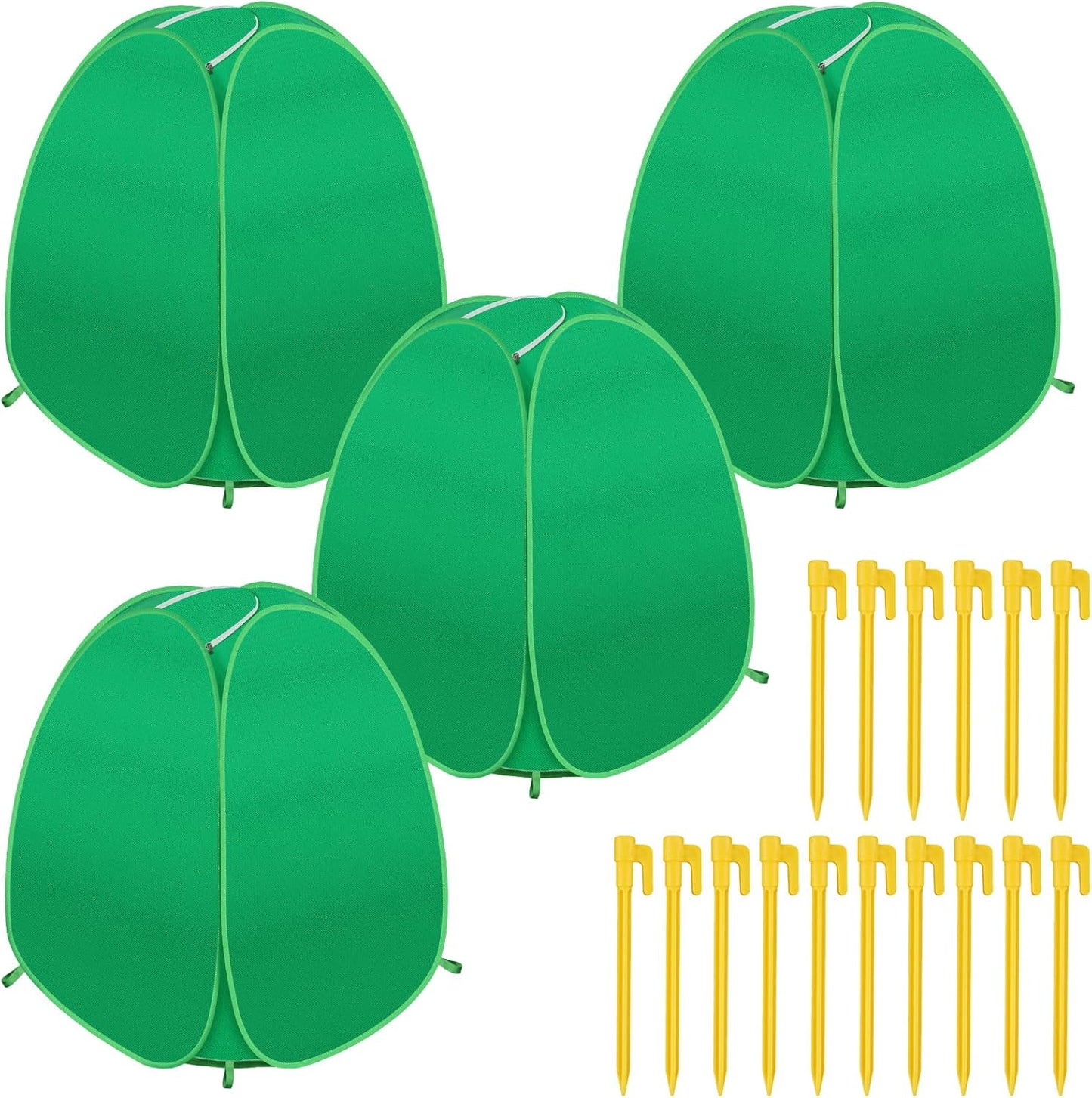 4 Pack Plant Covers Freeze Protection, Pop Up Shrub Frost Covers for Outdoor Plants Warm Plant Protectors Tent for Winter Protecting Fruit Potted Plants and Shrub from Freezing Animals Eating(22x22x23