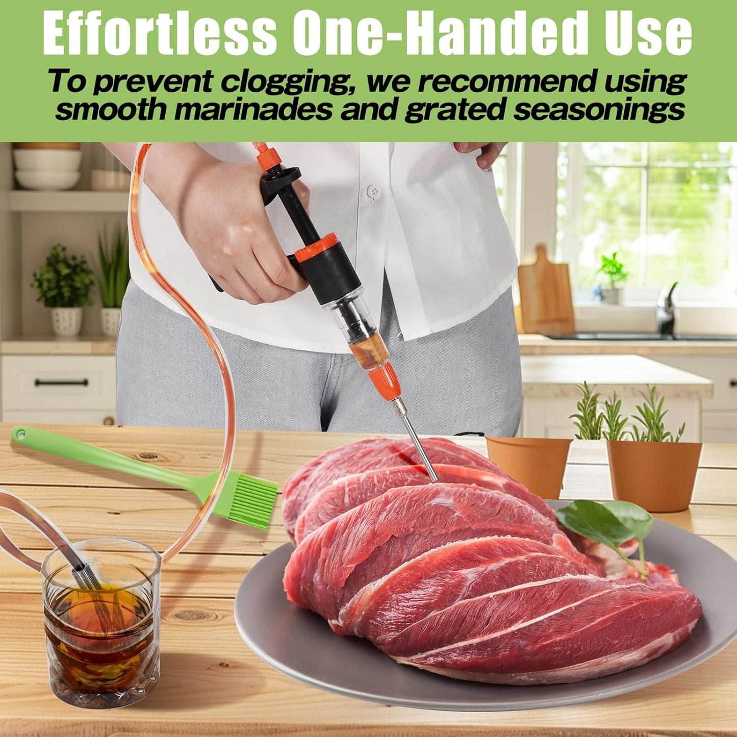 Premium Marinade Injector Syringe – Adjustable Flow (5ml/10ml/15ml), 4 Stainless Steel Needles, Meat Injector for Turkey, BBQ, Chicken, Beef, Pork, Brisket, Smoking & Holiday Cooking