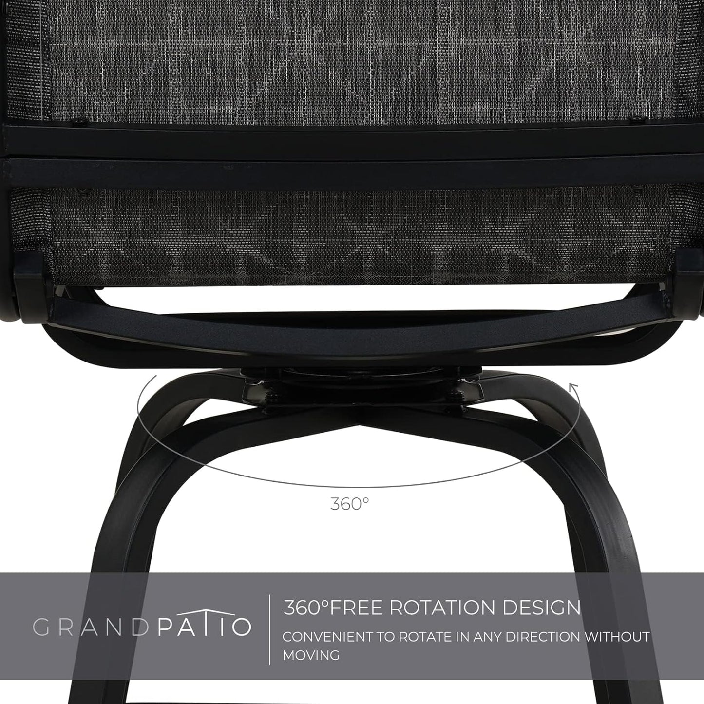 Grand patio Outdoor Swivel Bar Stools with Armrests & Backs, Set of 4 (Black & Grey Plaid)