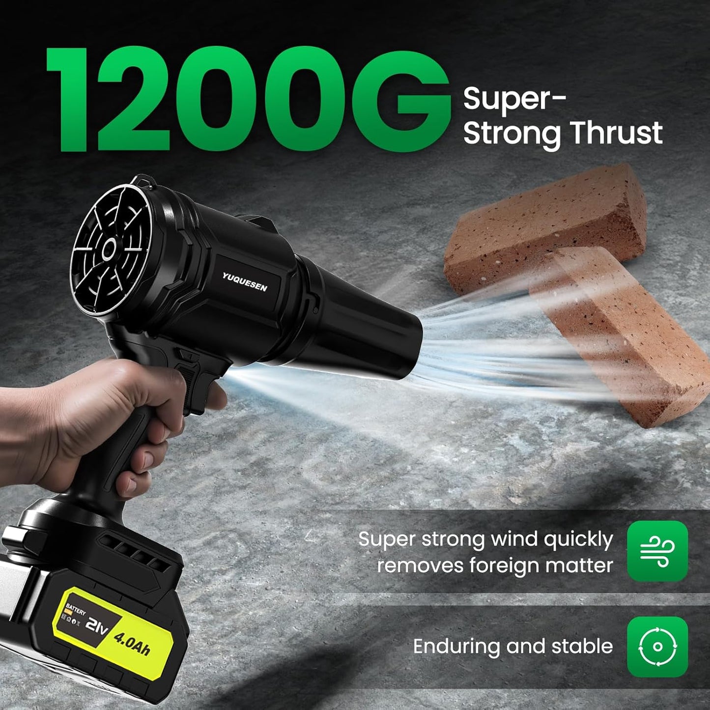 Cordless Leaf Blower, 980,000 RPM Handheld Leaf Blower with 2 X 4.0Ah Batteries & Charger, Lightweight Leaf Blowers for Patio Cleaning, Lawn Care, Leaves, Dust