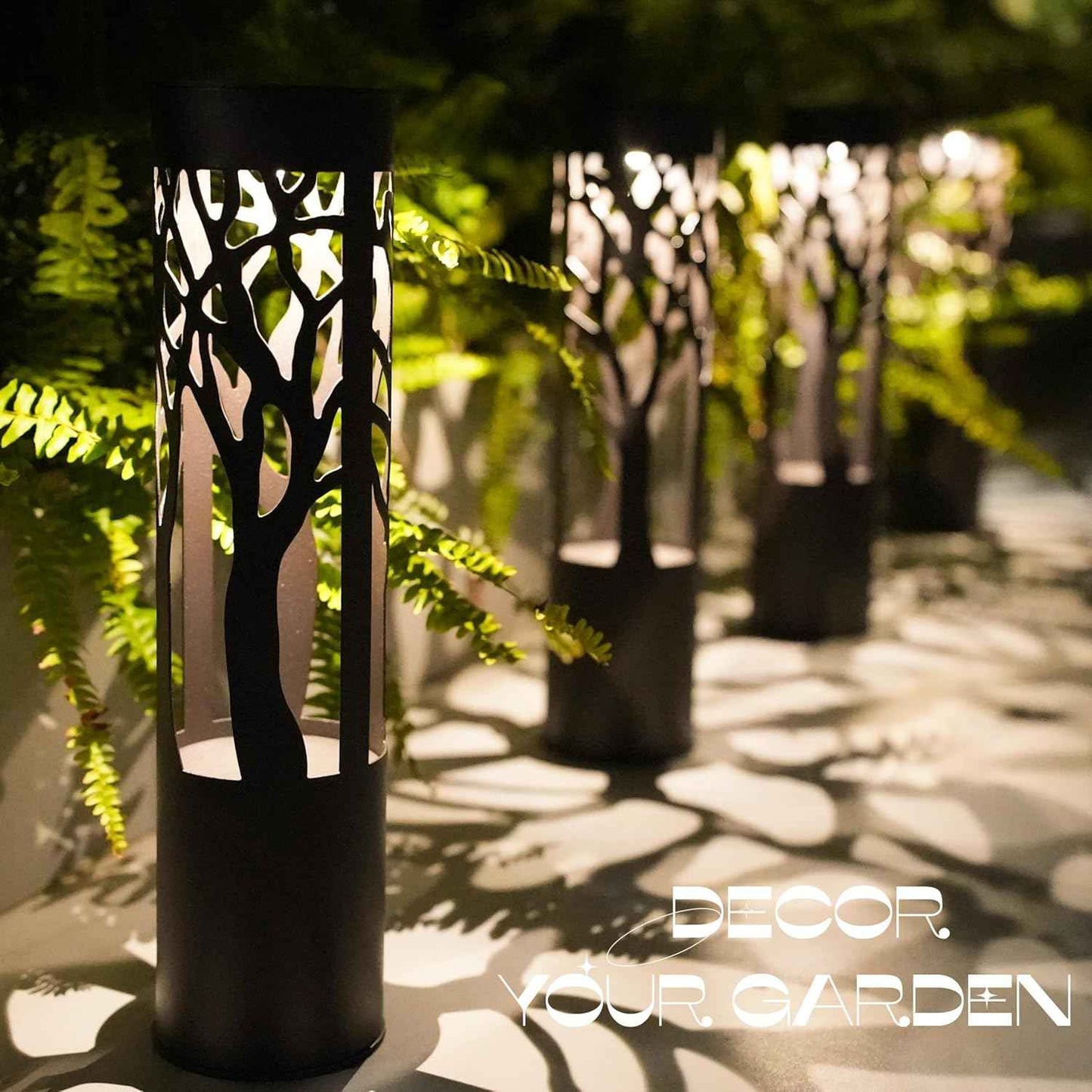 4Pack Solar Pathway Lights Outdoor, Landscape Lighting Dust to Dawn Solar Lights for Garden Decor, Metal Path Lights Solar Powered for Yard Lawn Patio Walkway Warm Yellow
