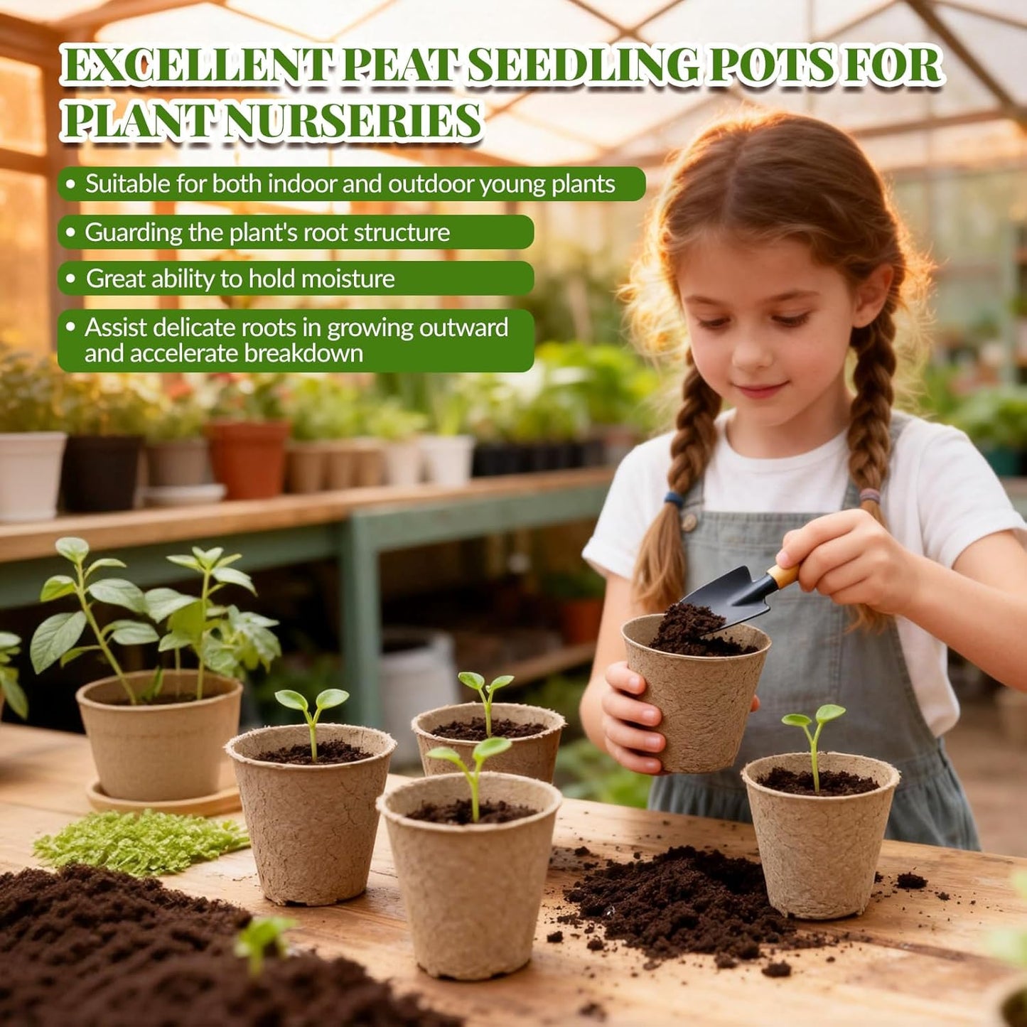 120 Pack Peat Pots for Sreeding with 120 Plant Labels, 4 inch Round Nursery Pot with Drainage Holes Seed Starting Pots Biodegradable Pots Indoor Garden Seedling
