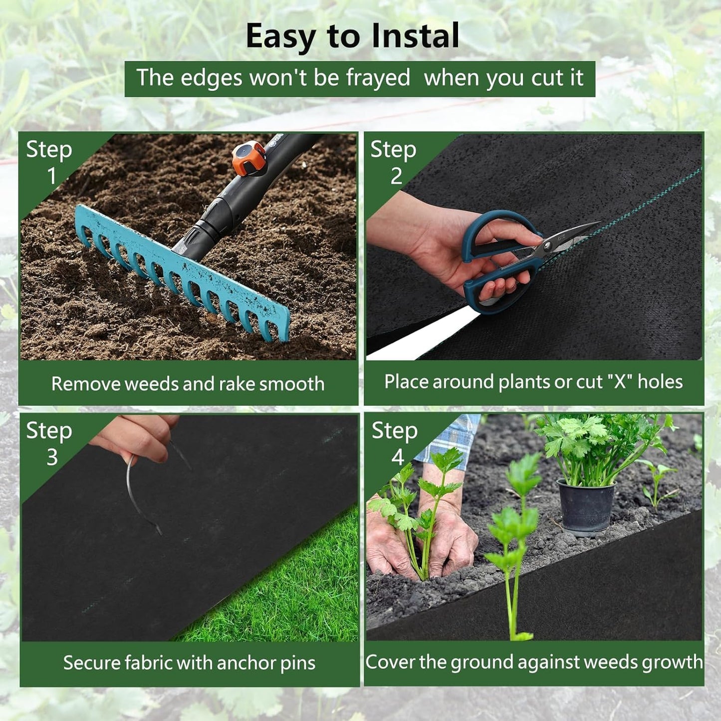 PioneerWorks Woven Landscape Fabric 5.8oz, 4 x 100FT Weed Fabric Barrier, Double Layer, Weed Control Fabric Ground Cover, Garden Fabric Weed Barrier, Gardening Mat for Garden Beds, Landscap