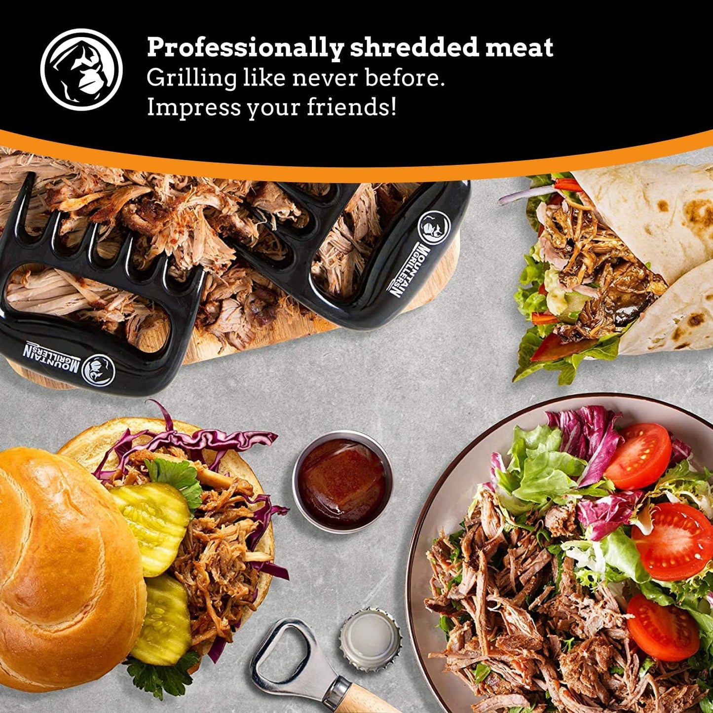 Mountain Grillers Meat Claws - Pulled Pork Claws and Meat Shredder - Grilling Claws BBQ Tools for Meat Shredding - Meat Pulling Claws for Barbecue, Smoker, and Grill Bear Claws - Pack of 2, Black - Lumora Garden