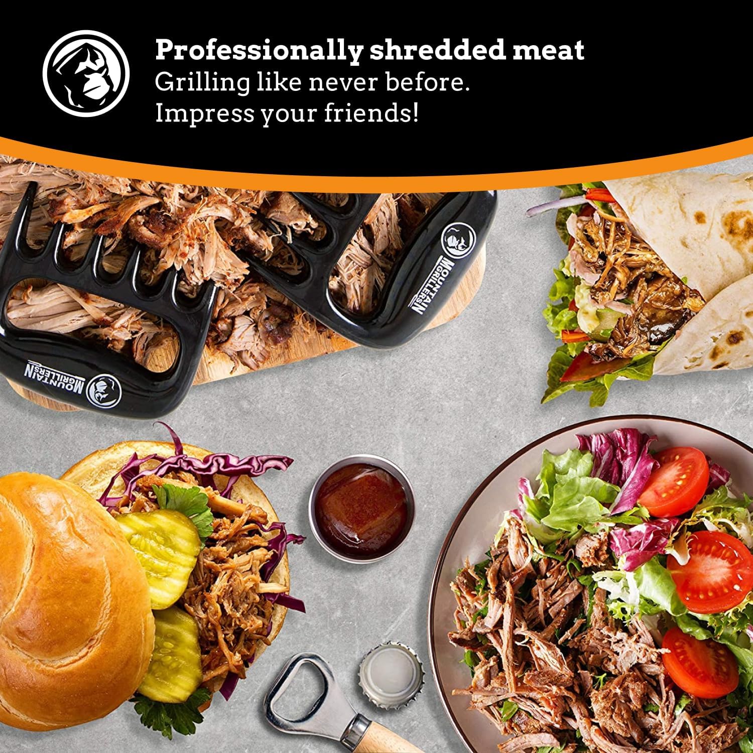 Mountain Grillers Meat Claws - Pulled Pork Claws and Meat Shredder - Grilling Claws BBQ Tools for Meat Shredding - Meat Pulling Claws for Barbecue, Smoker, and Grill Bear Claws - Pack of 2, Black - Lumora Garden