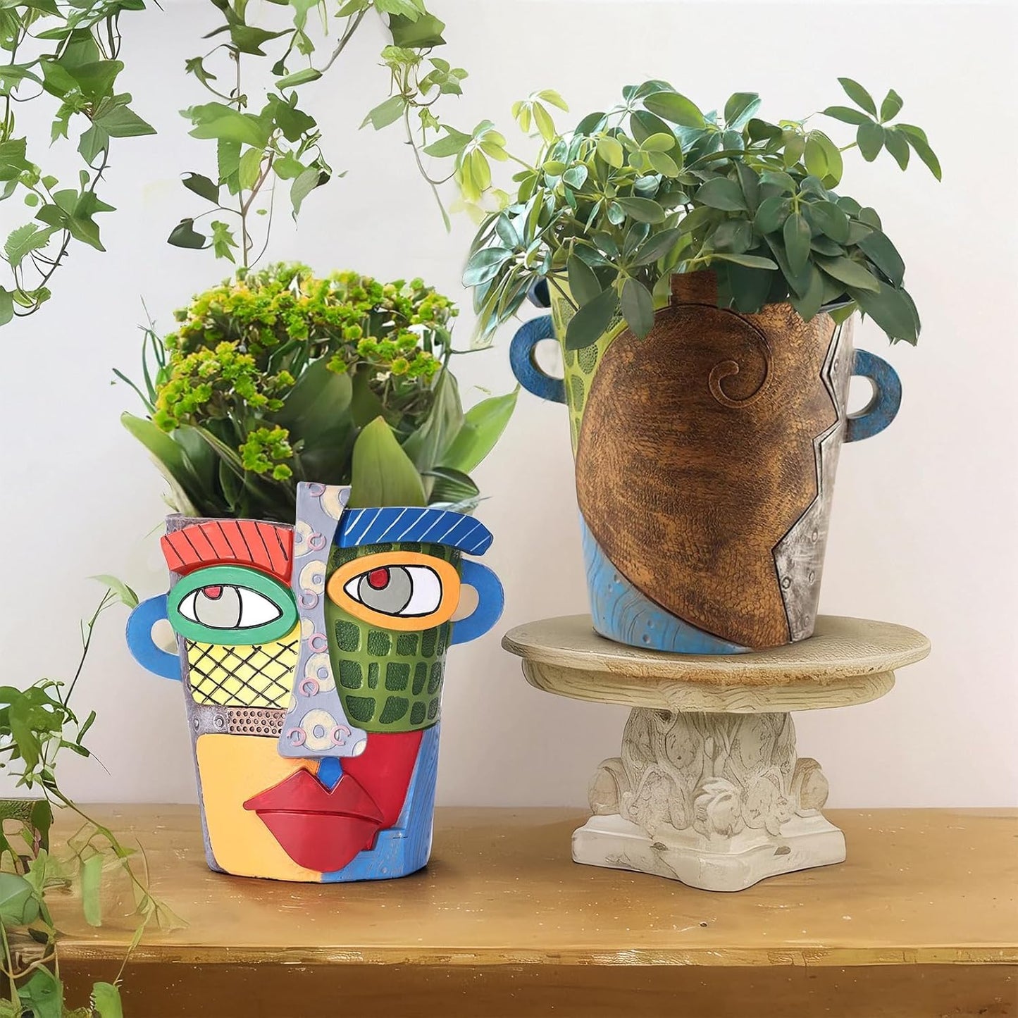 Unique Face Planters Pots Head,Abstract Rainbow Planter,Head Planter for Indoor,Resin Planters for Outdoor Plants,Modern Decor for Flowers Home Decoration for Living Room Bedroom,Patio Decor