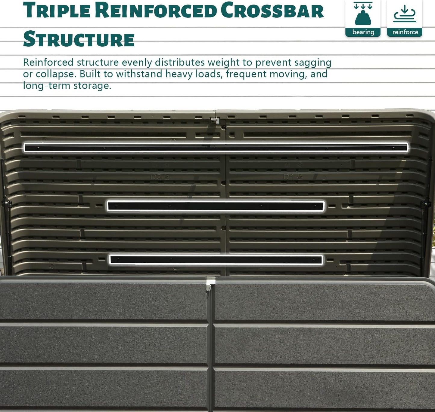 Domi 160 Gallon Outdoor Storage Box – Waterproof, UV-Resistant Deck Box with Lockable Lid for Patio Furniture, Garden Tools, Delivery Packages (Large Resin Storage Bin）