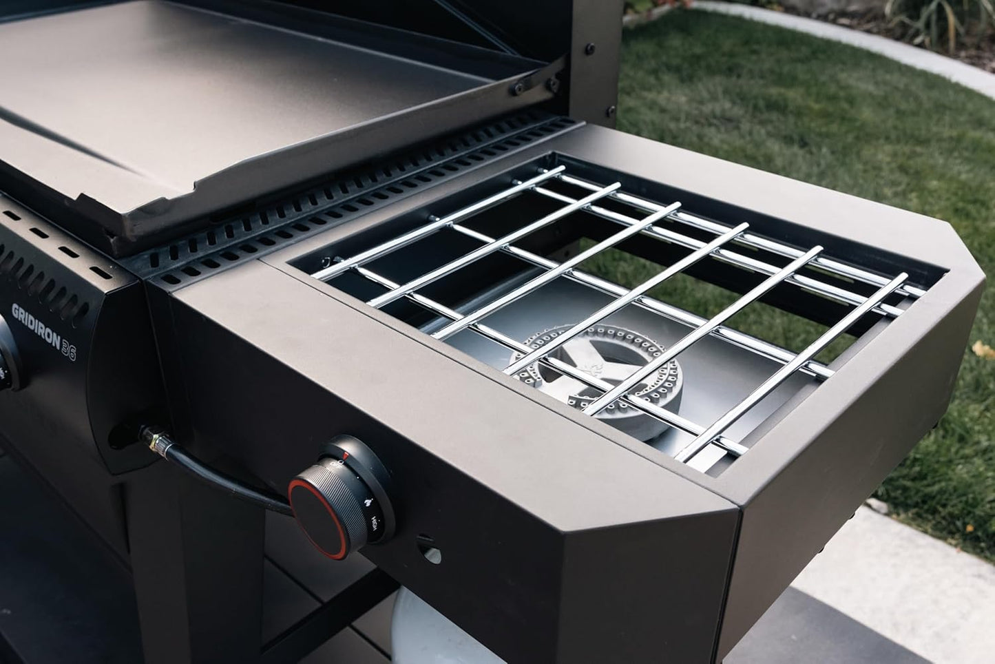 Camp Chef Gridiron Pro- 36" Outdoor Griddle Grill with Side Burner, Flamethrower Ignition & Hinged Lid- Premium 36" Flat Top Grill for Outdoor Cooking