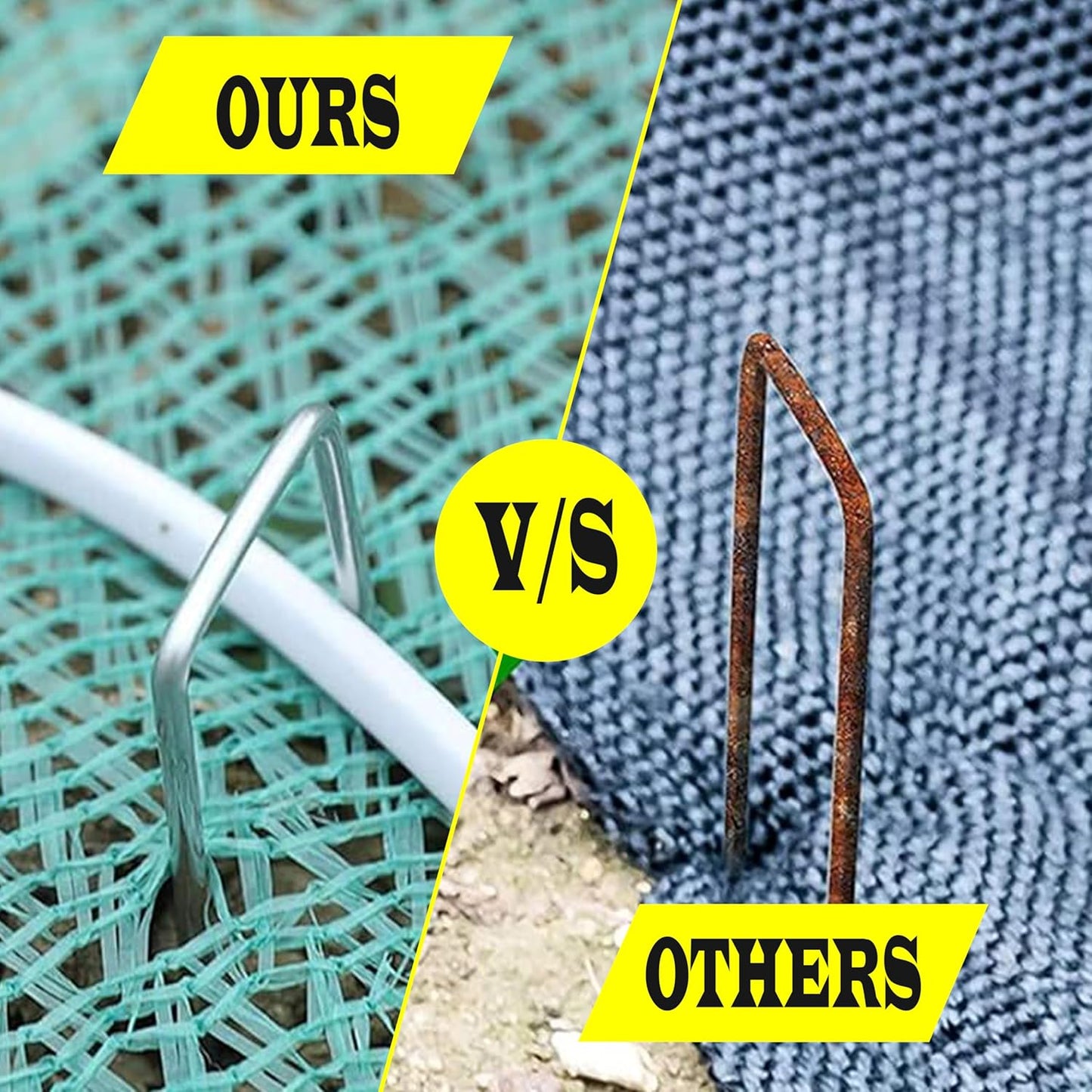 125 Pack x 12 Inch Landscape Staples Galvanised, Fabric Pins, 11 Gauge, Garden Staples, Tent Stakes, Fabric Pins for Lawn, Fence, Tent, Decoration, Weed Barrier, Outdoor. (125 x 12in)