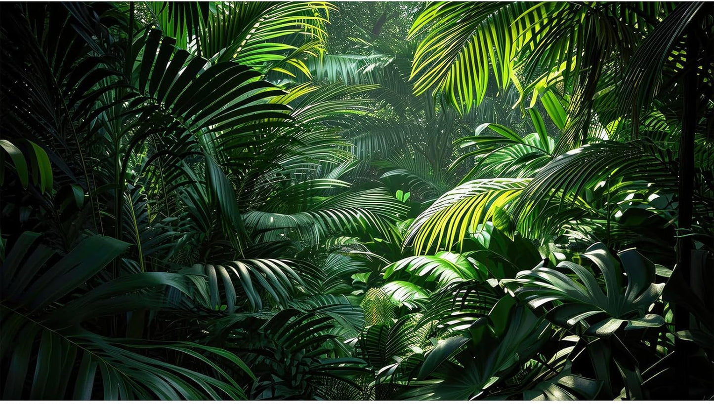 Aquarium Background Enchanting Beauty of Jungle Terrarium Backdrop Nature Jungle Green Leaf Palms Fish Tank Background Reptile Habitat Backdrop Wallpaper Poster Decor Vinyl 72x24in