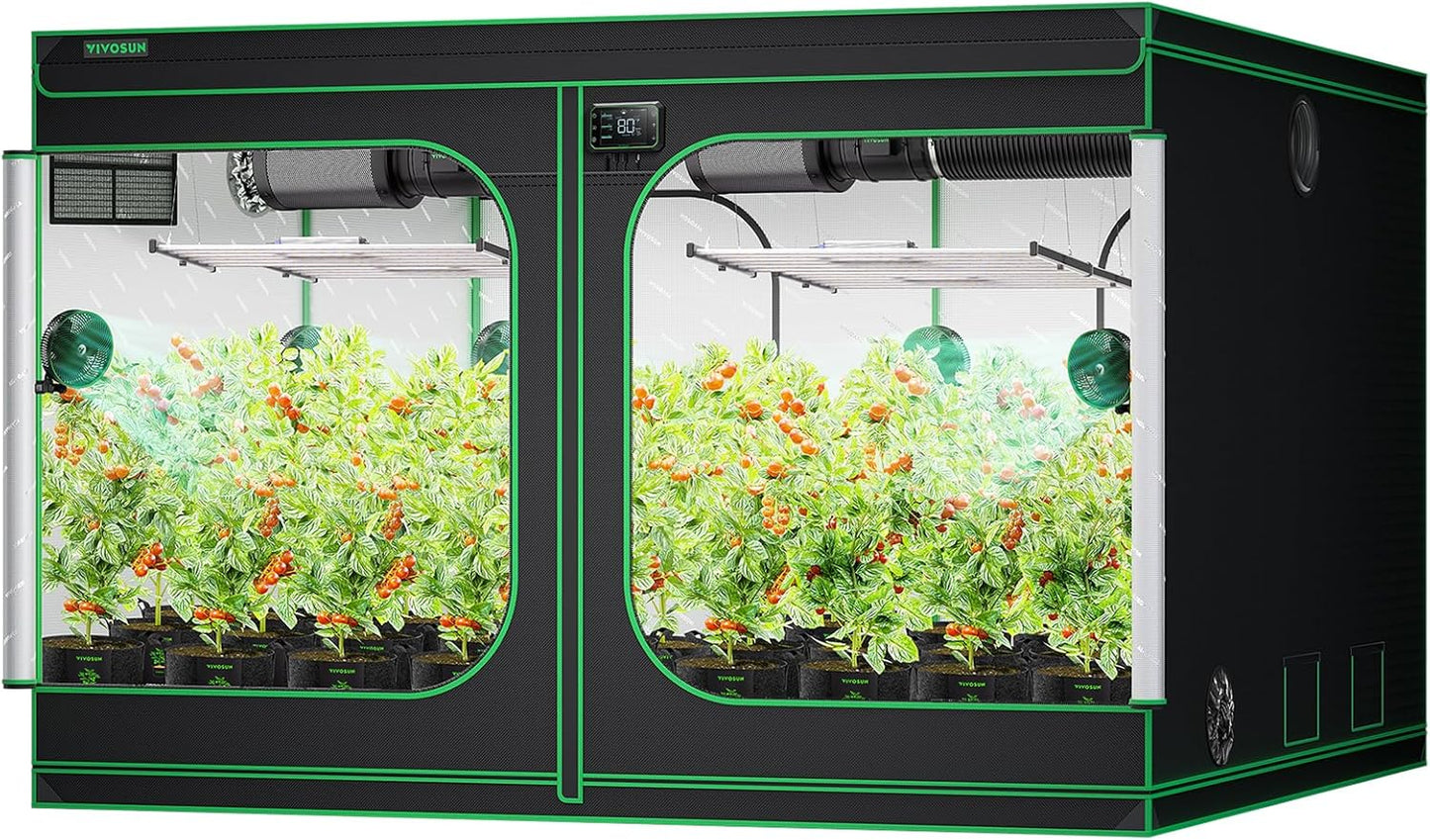 VIVOSUN S108 10x10 Grow Tent, 120"x120"x80" High Reflective Mylar with Observation Window and Floor Tray for Hydroponics Indoor Plant for VSF6450