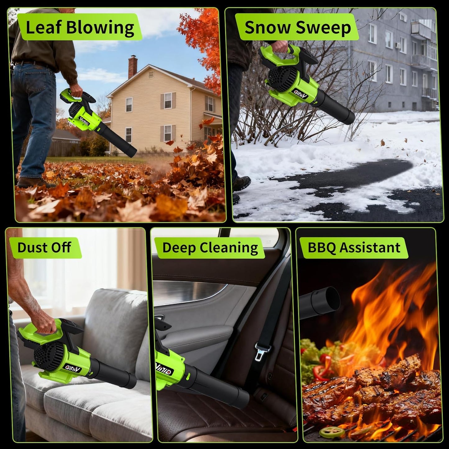 Vinid Leaf Blower Cordless, 8000mAh Longest Runtime Blower, 32,000 RPM, 710 CFM, with 2×4.0Ah Batteries & Fast Charger, Lightweight, 3 Speed Modes, for Lawn, Patio, Car, Snow