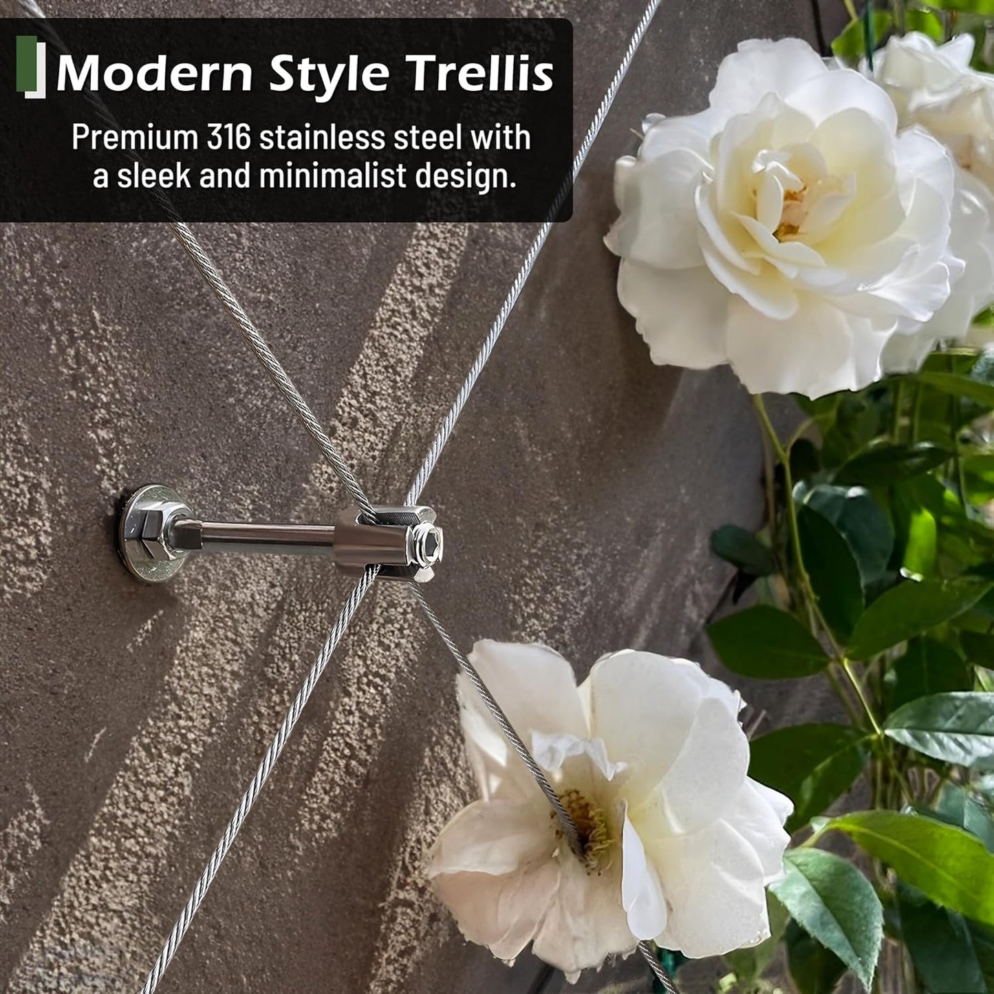 Wire Trellis for Climbing Plants Outdoor, 12-Set Wall Trellis Kit for 5/64"(2mm) Wire Ropes, T316 Espalier System for Fence and Garden DIY Projects (Hubs Only, Without Cable)