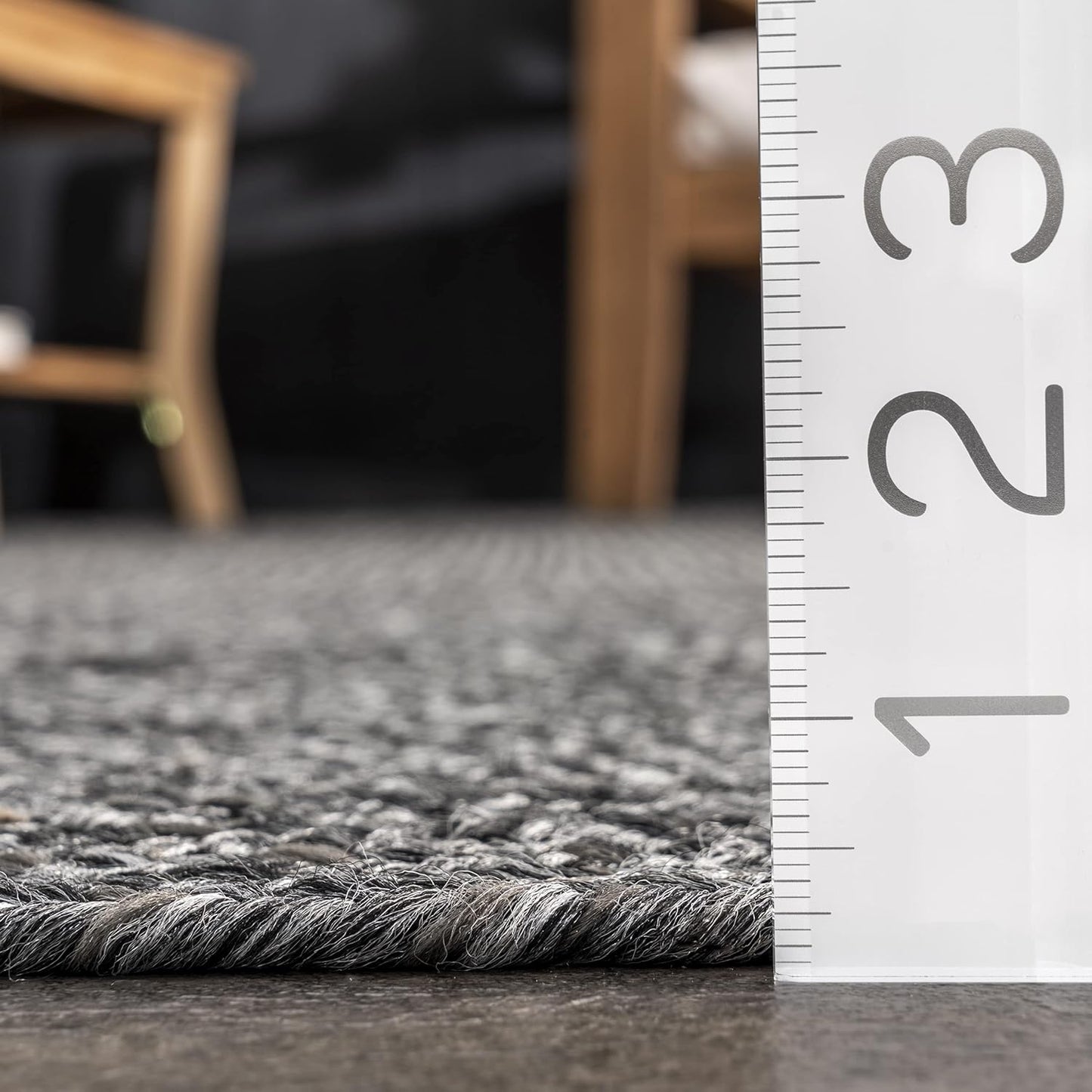 nuLOOM 8' Round Solid Hand Braided Indoor/Outdoor Area Rug, Pet-Friendly, High Traffic, Weather Resistant, for Patio, Balcony, Bedroom, Living, Dining Room, Wynn Charcoal