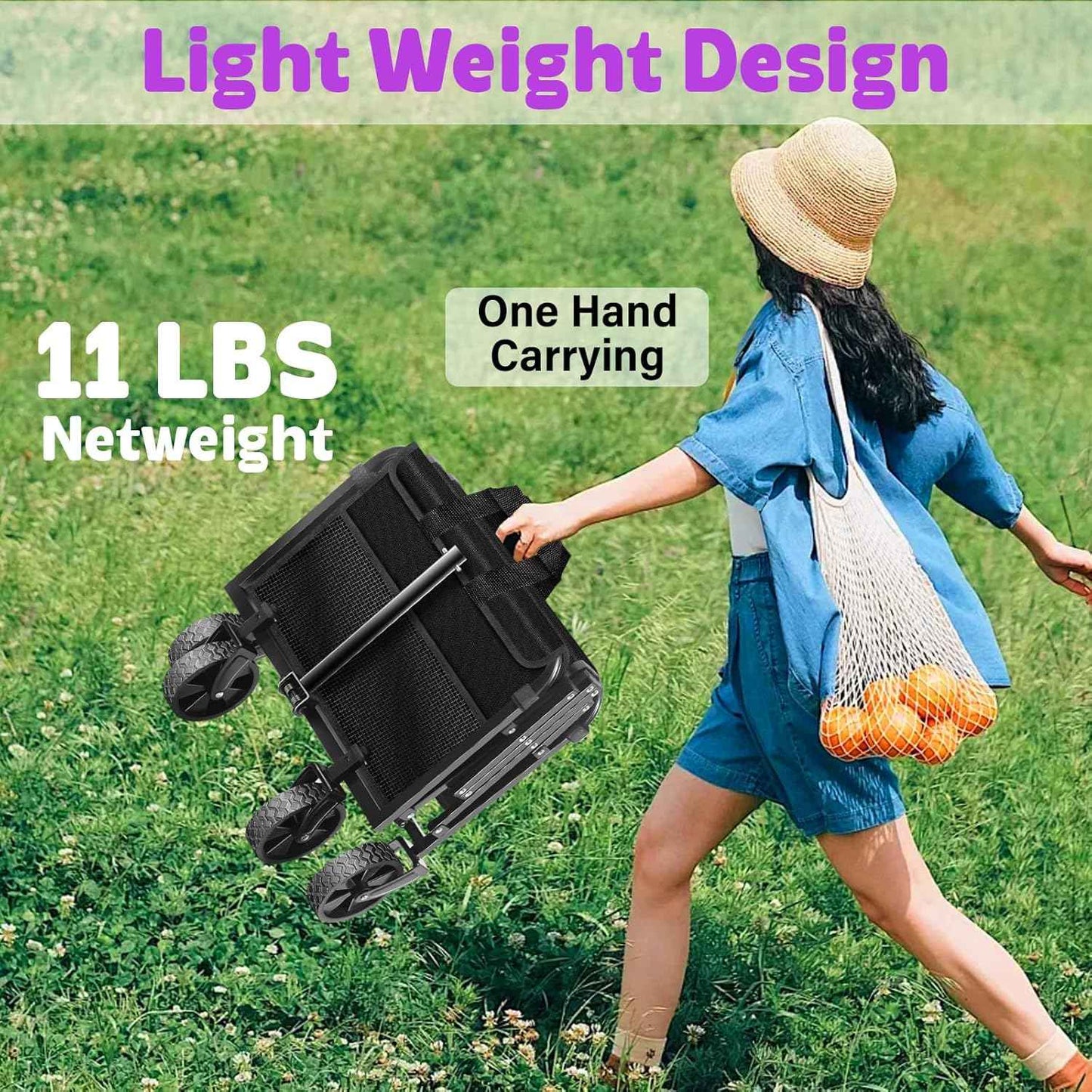 Wagons Carts Foldable,280 LBS Large Capacity Foldable Wagon Cart Collapsible Wagon with Wheels & Drink Holders,Utility Folding Cart for Camping Garden Beach Picinic Grocery Outdoor Shopping(Black)