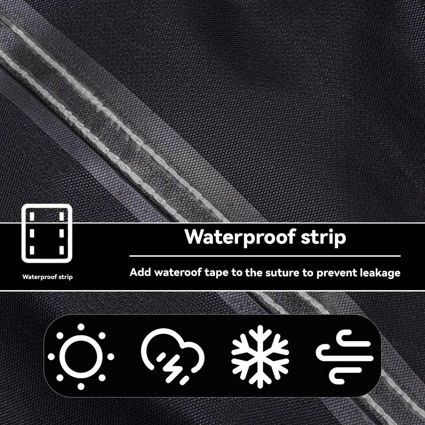 Outdoor Dining Table Cover - Heavy Duty Waterproof Cover for Patio Metal Steel Slat Table, Compatible 72" x 36" Black