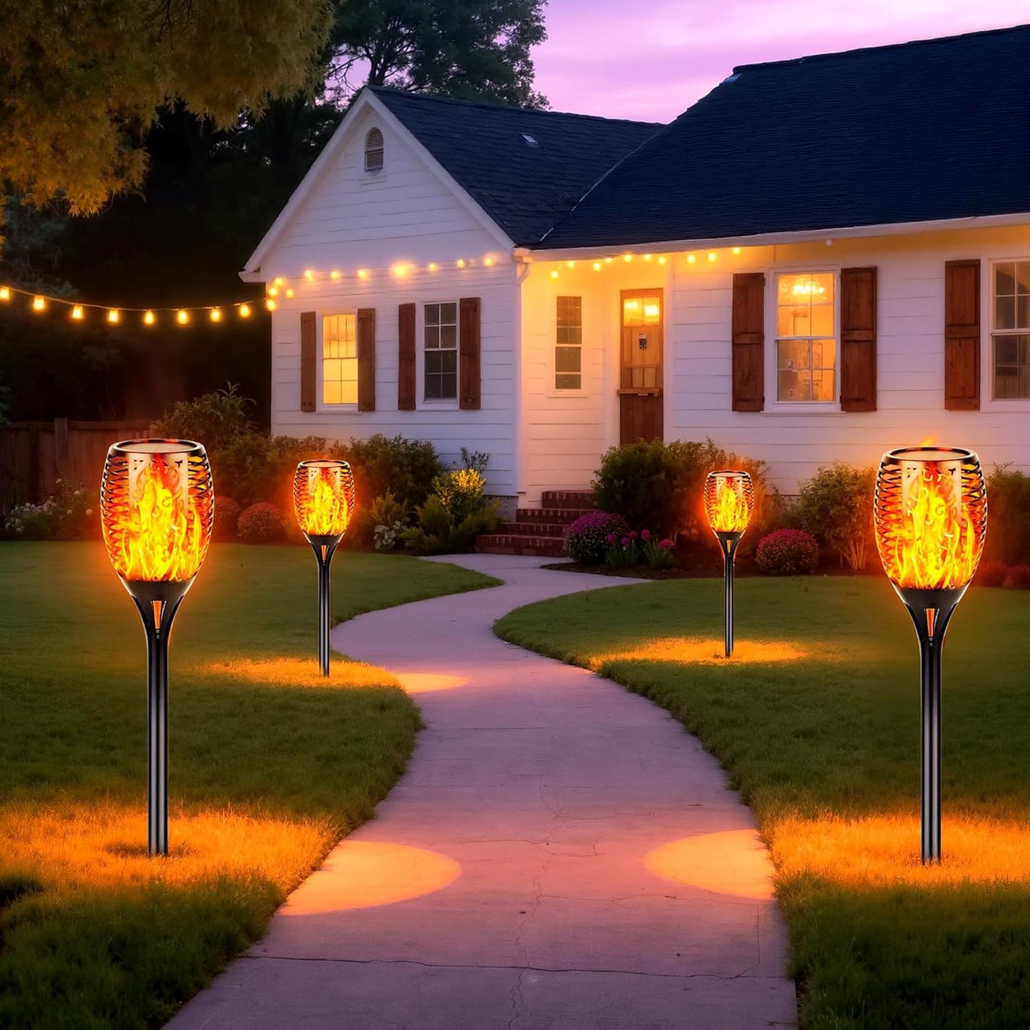 Walensee Solar Lights Outdoor with Flickering Flame,96 LED Solar Torch Lights Waterproof,43" Tall Super Larger Size Torches for Outside Garden Patio Yard Pathway, 4 Pack