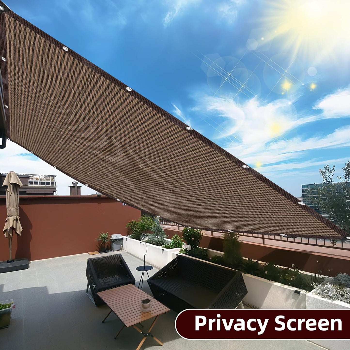 Shade Cloth with Grommets and Ropes, 80% UV-Blocking Sun Shades Outdoor Patio, 10 X 20 FT Pergola Shade Cover, Mesh Sun Shades for Greenhouse, Garden, Backyard