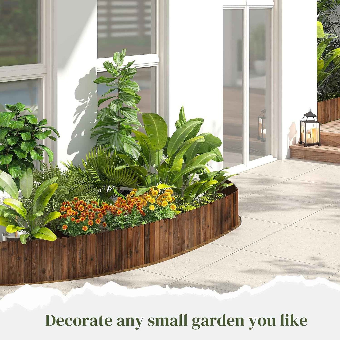 12FT Total Length Wooden Garden Fence Wood Garden Edging Border No Dig Landscape Edging Decorative Flower Bed Border Courtyards Planting Tree Fence Patio Path Edging - 3Pack 11.8" H x 48" L