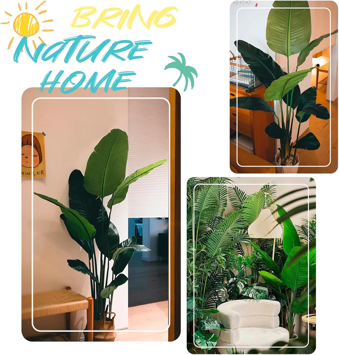 6FT Artificial Bird of Paradise Plant, Faux Artificial Trees, Tall Fake Realistic Tree, 11 Trunks Silk Leaf Plant with Plastic Pot for Home Office Decor Indoor Outdoor Modern Decoration
