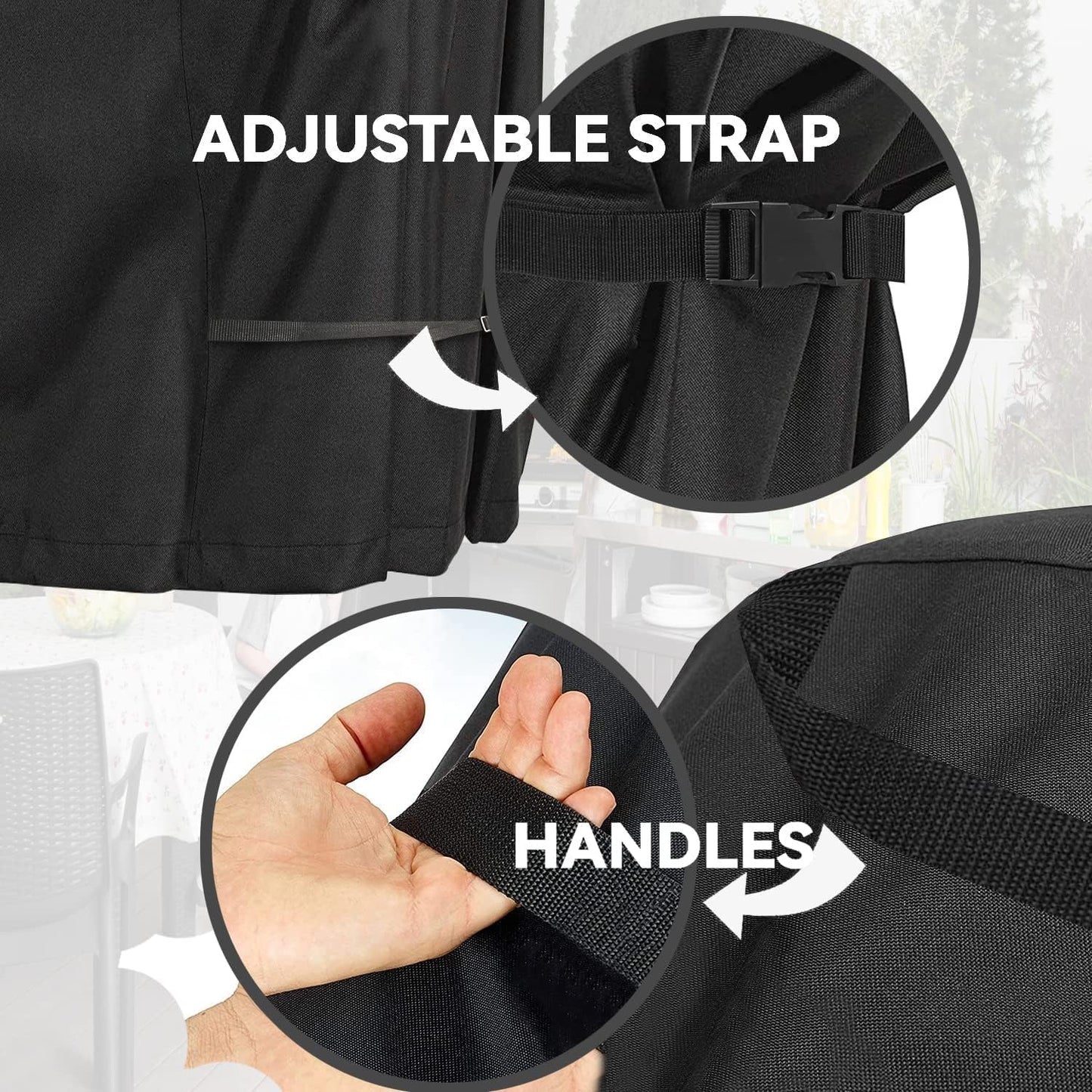 Outdoor Patio Dining Set - Wicker Bar Height Table and Chair Cover - Black, Waterproof - Suitable for 76 * 34 * 42" Patio