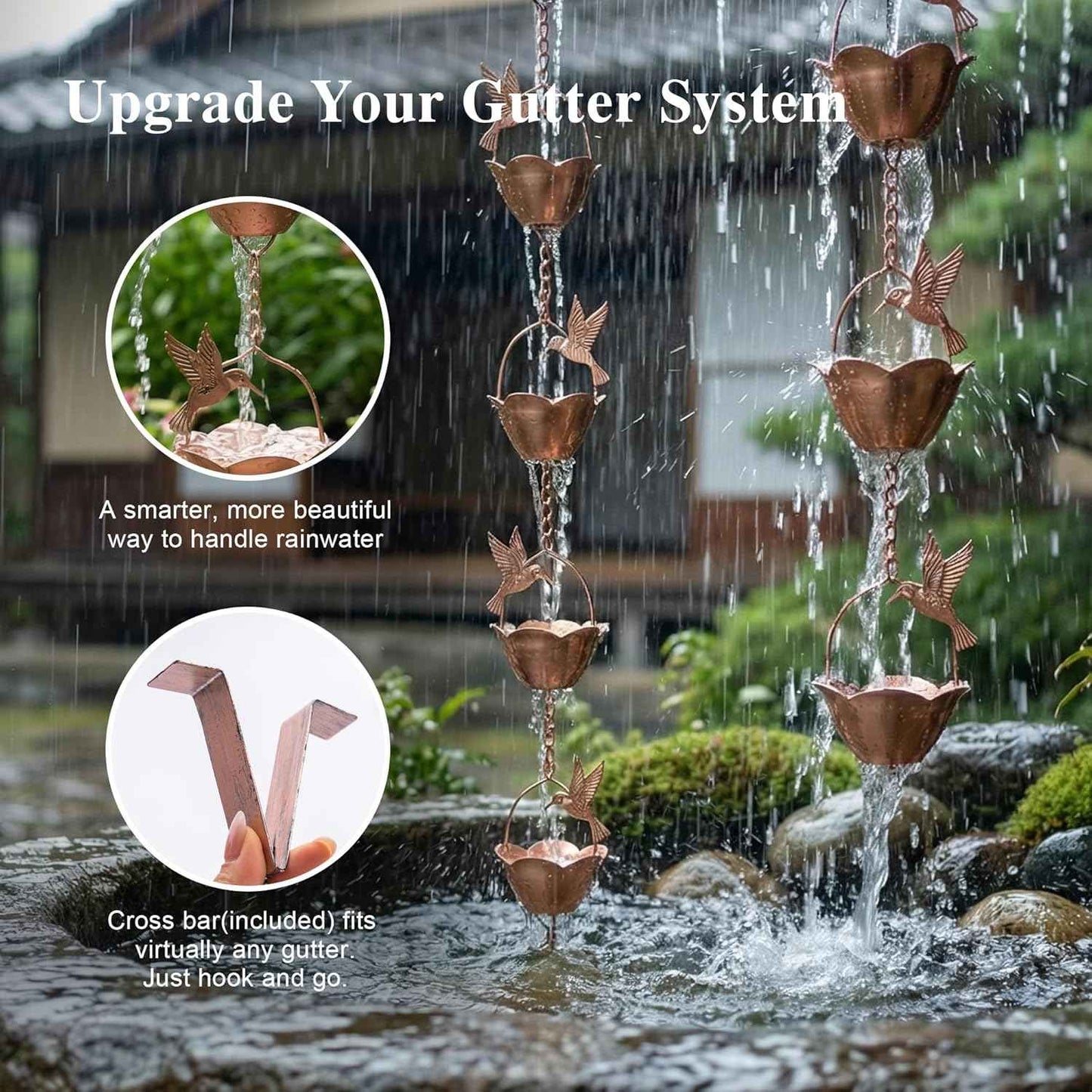 Rain Chains Decorative Rain Chain Bell, 8-1/2 Length, Hummingbird